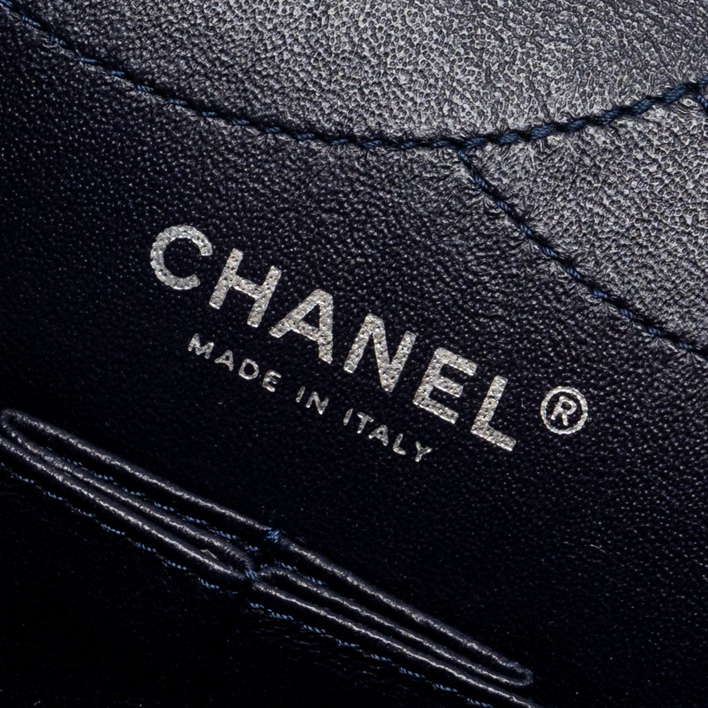CHANEL MAXI 2.55 REISSUE FLAP BAG AGED CALFSKIN DARK BLUE RUTHENIUM HARDWARE