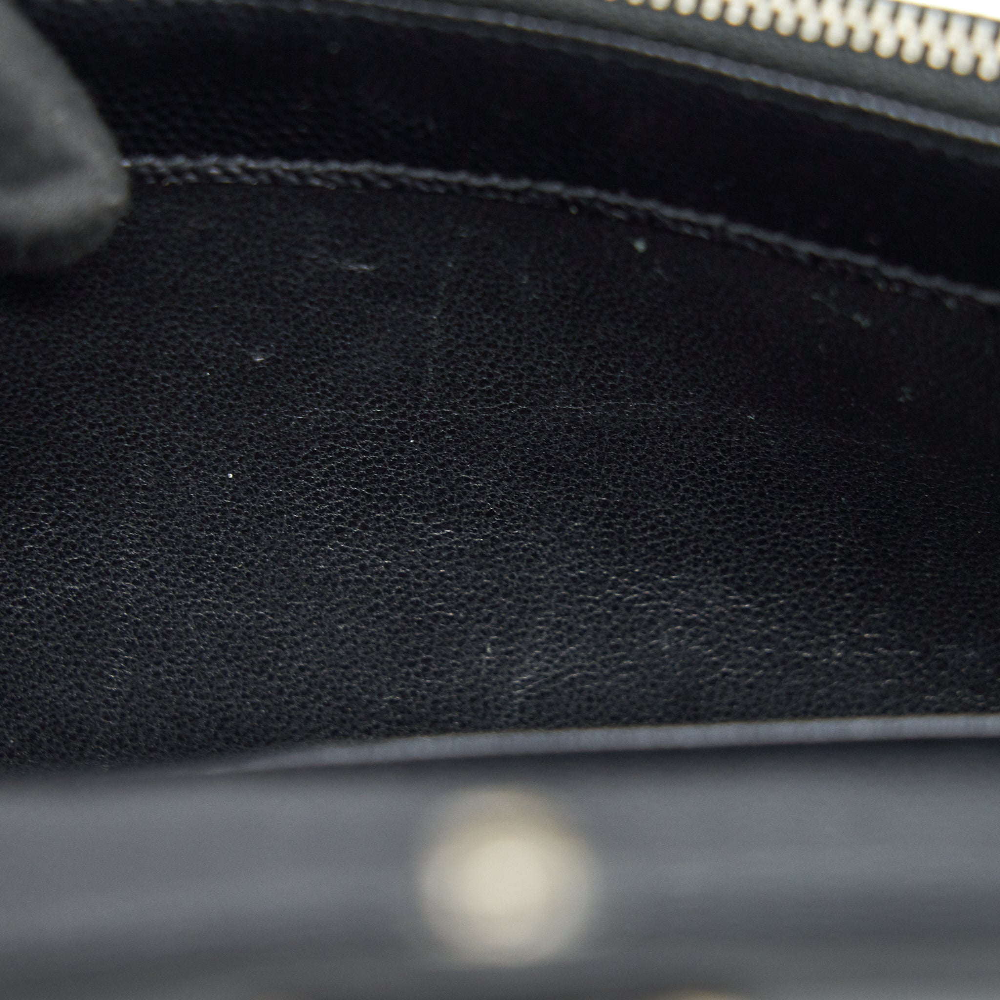 SAINT LAURENT GRAINED CALFSKIN ENVELOPE WALLET ON CHAIN BLACK SHW