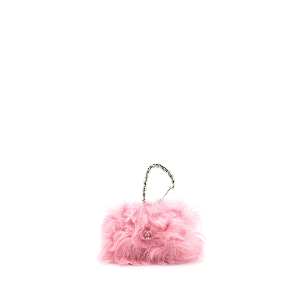 CHANEL 21K MINI FLAP BAG JEWEL HOOK SHEARLING LAMBSKIN PINK SHW