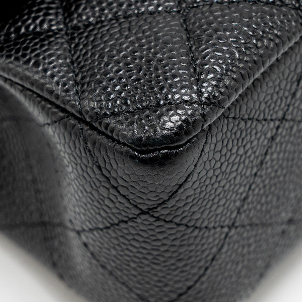 CHANEL MEDIUM CLASSIC DOUBLE FLAP BAG CAVIAR BLACK SHW