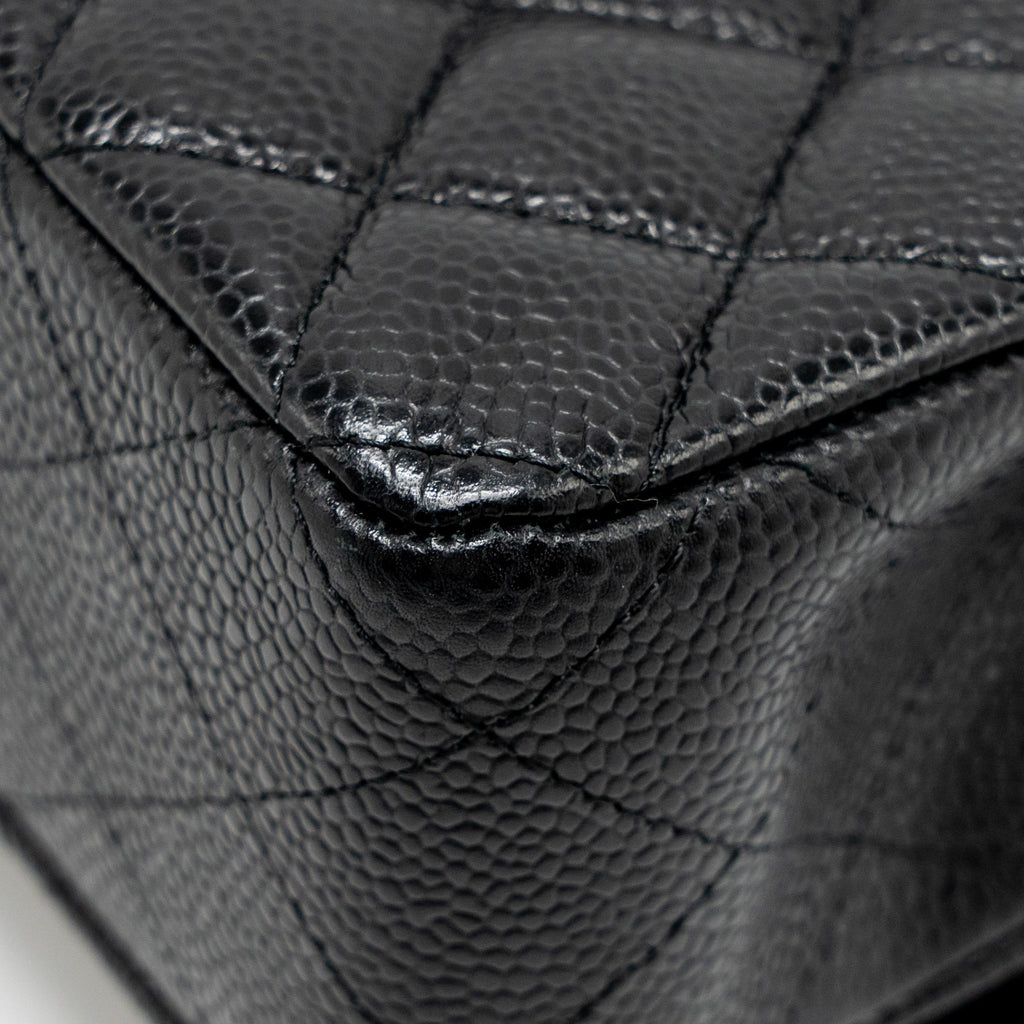 CHANEL MEDIUM CLASSIC DOUBLE FLAP BAG CAVIAR BLACK SHW