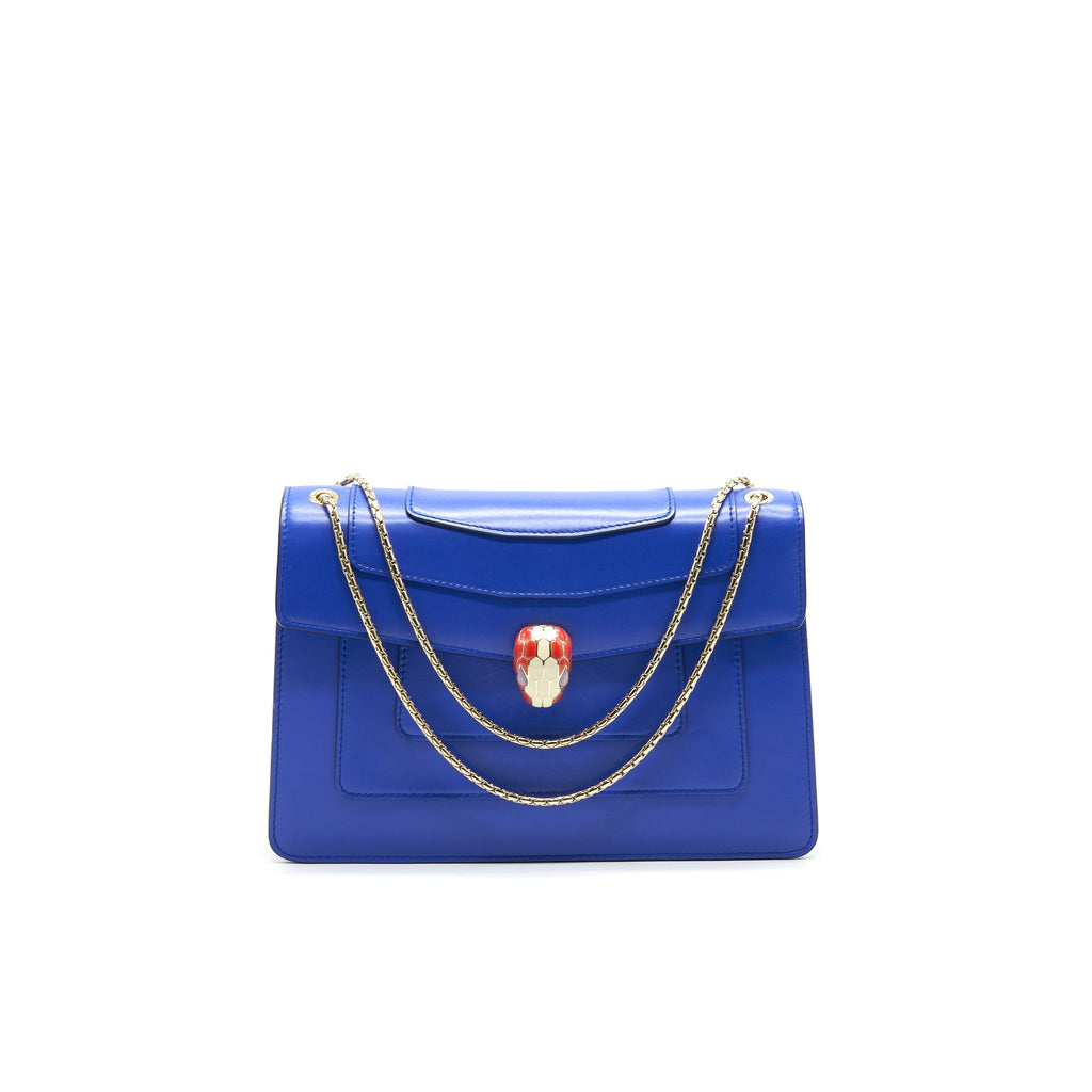 BVLGARI SERPENTI FOREVER SHOULDER BAG IN BLUE GHW