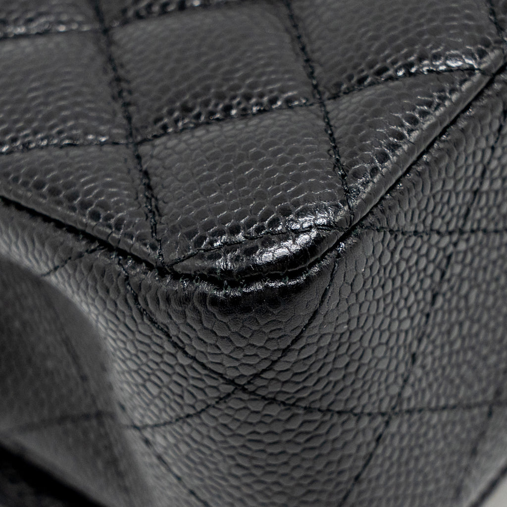 CHANEL MEDIUM CLASSIC DOUBLE FLAP BAG CAVIAR BLACK SHW