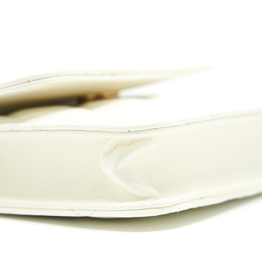 CHANEL PEARL CRUSH MINI FLAP BELT BAG WHITE LAMBSKIN GHW