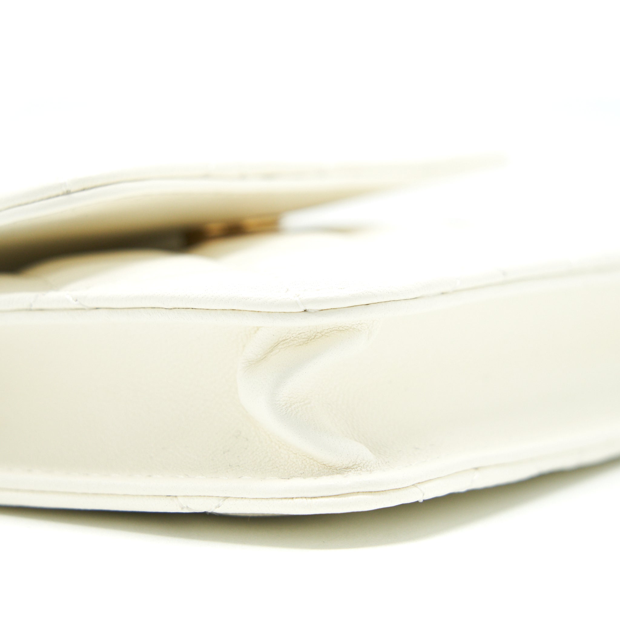 CHANEL PEARL CRUSH MINI FLAP BELT BAG WHITE LAMBSKIN GHW