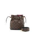 LOUIS VUITTON NOE POUCH MONOGRAM CANVAS / FUCHSIA WITH BANDOULIERE SHOULDER STRAP