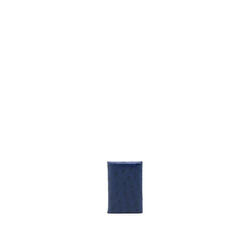 HERMES CALVI CARD HOLDER OSTRICH BLUE SHW