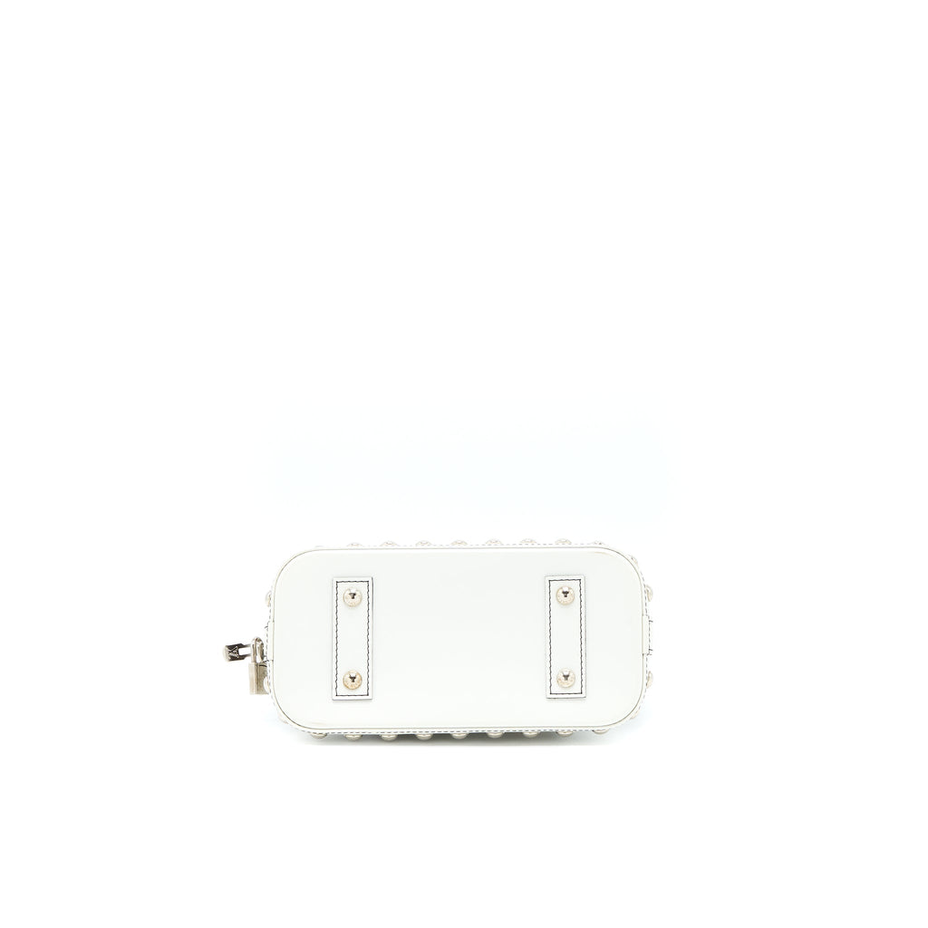 LOUIS VUITTON ALMA BB EN CUIR OCCASION EPI WHITE / BLACK WITH SHW