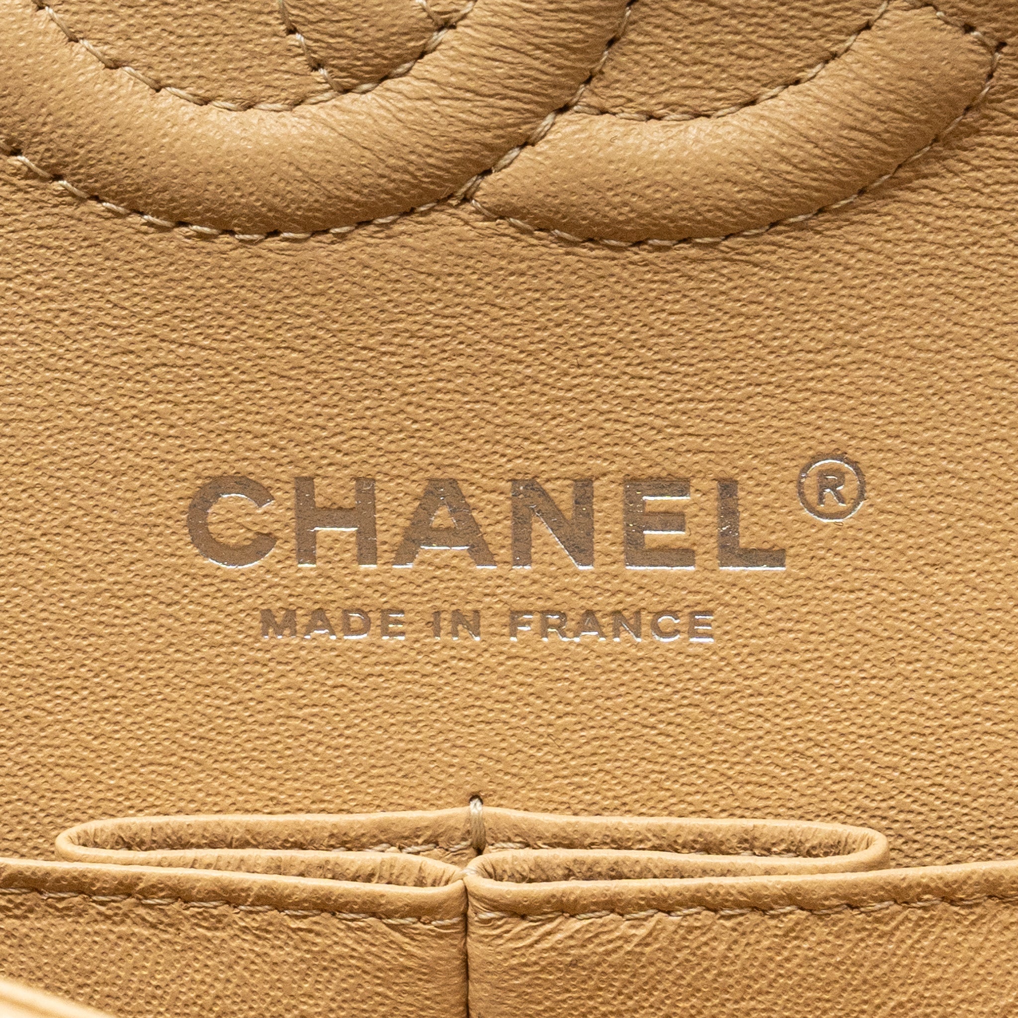 CHANEL SMALL CLASSIC DOUBLE FLAP BAG LAMBSKIN BEIGE SHW (MICROCHIP)