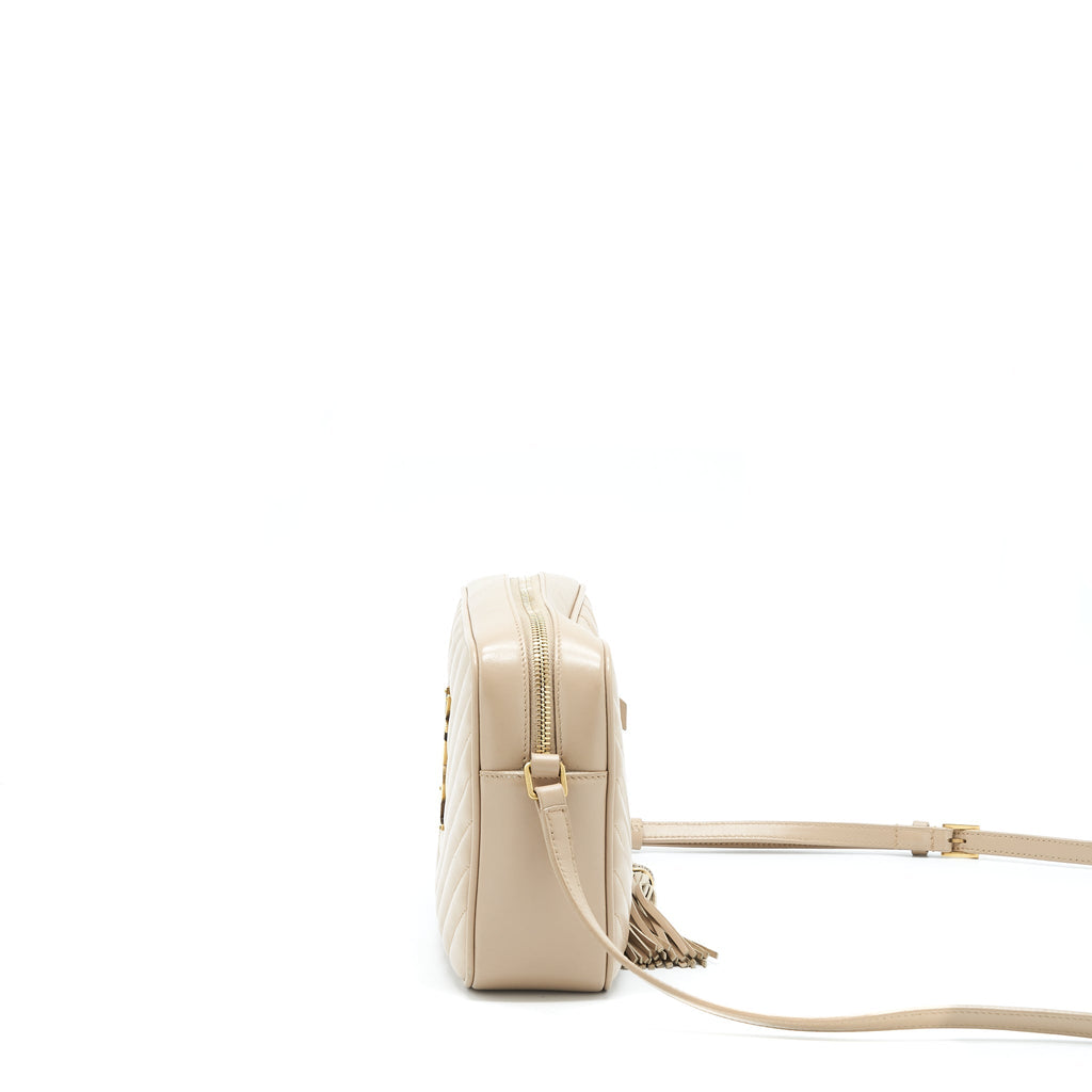 SAINT LAURENT LOU CAMERA BAG CALFSKIN DARK BEIGE GHW