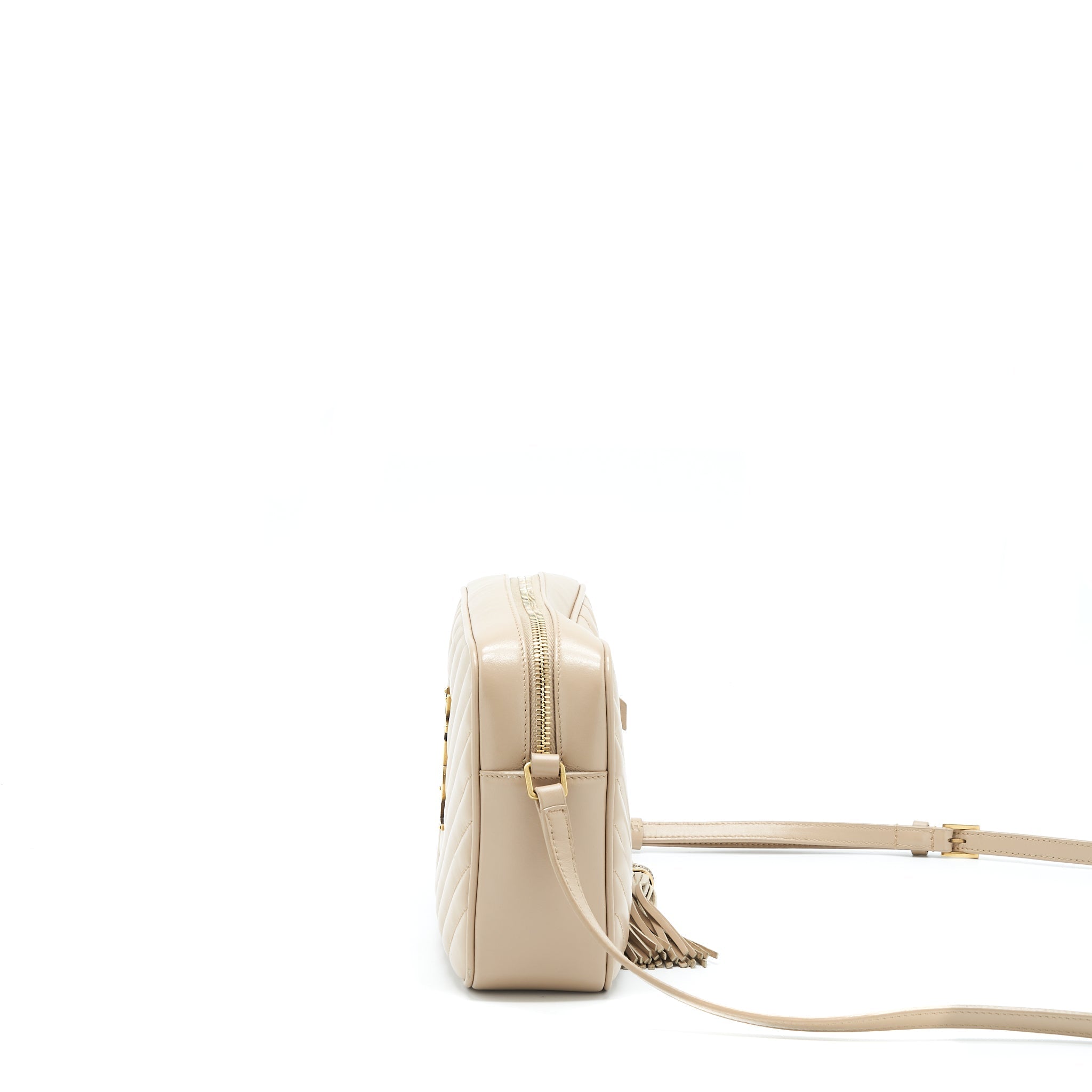 SAINT LAURENT LOU CAMERA BAG CALFSKIN DARK BEIGE GHW