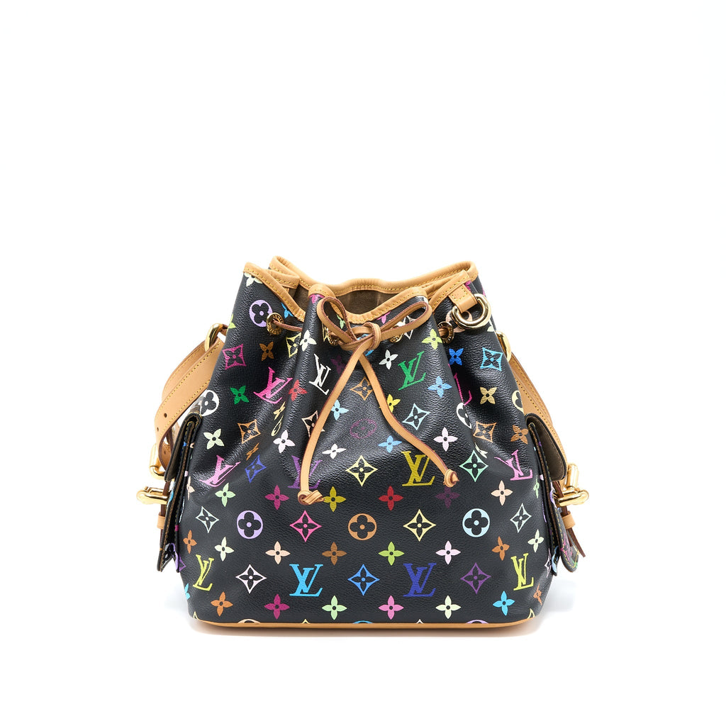LOUIS VUITTON PETIT NOE BLACK MONOGRAM MULTICOLOUR GHW