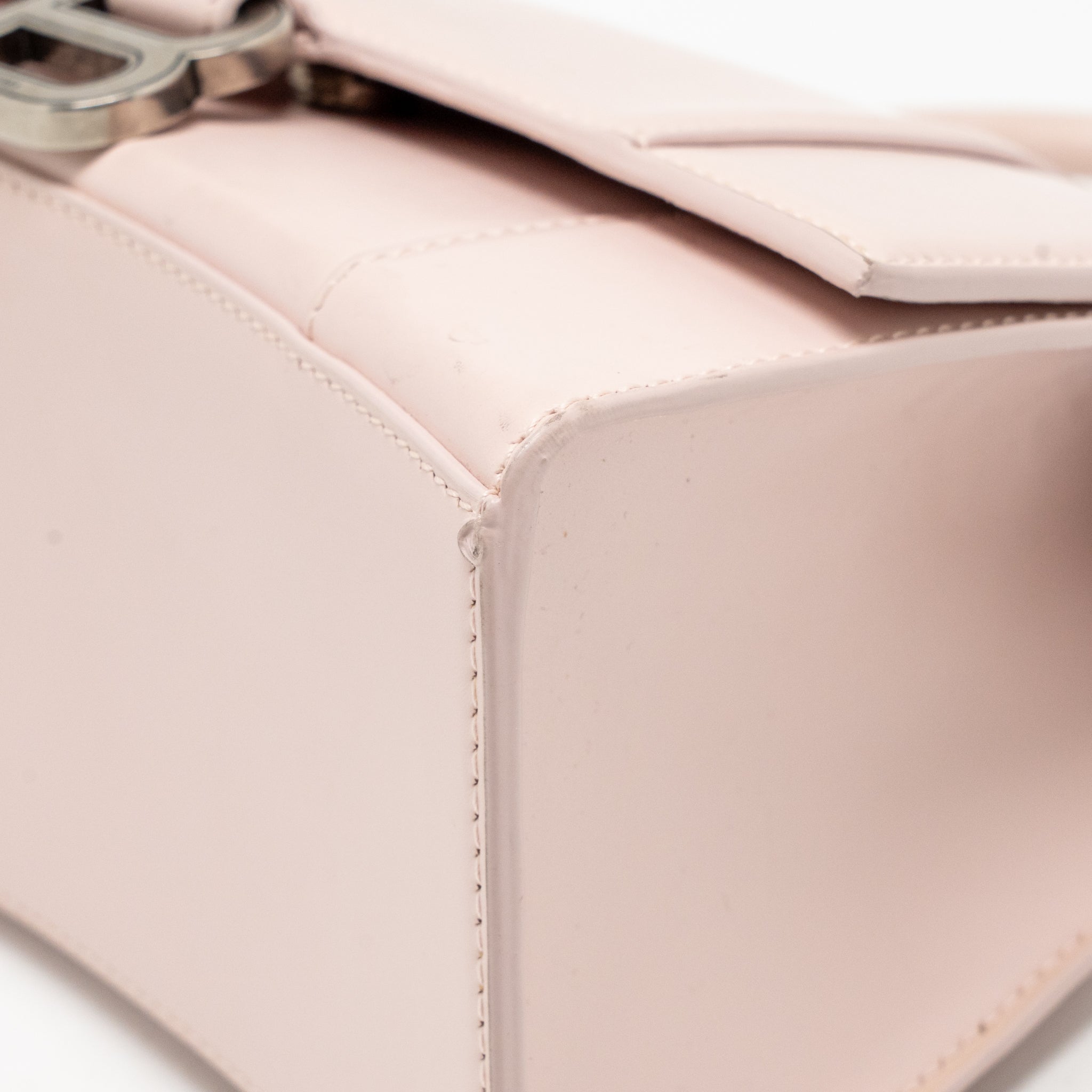 BALENCIAGA SMALL HOURGLASS BAG CALFSKIN LIGHT ROSE SHW