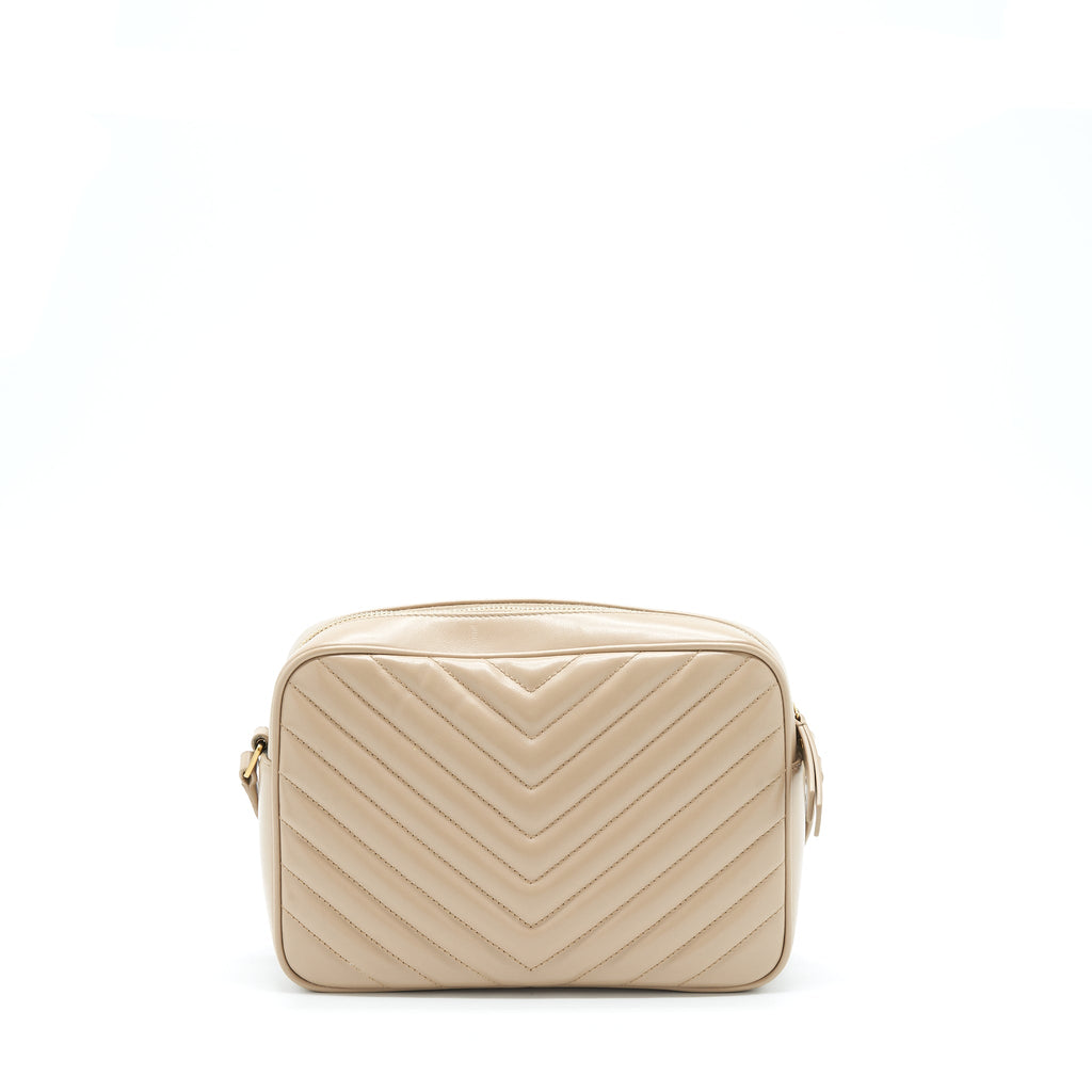 SAINT LAURENT LOU CAMERA BAG CALFSKIN DARK BEIGE GHW