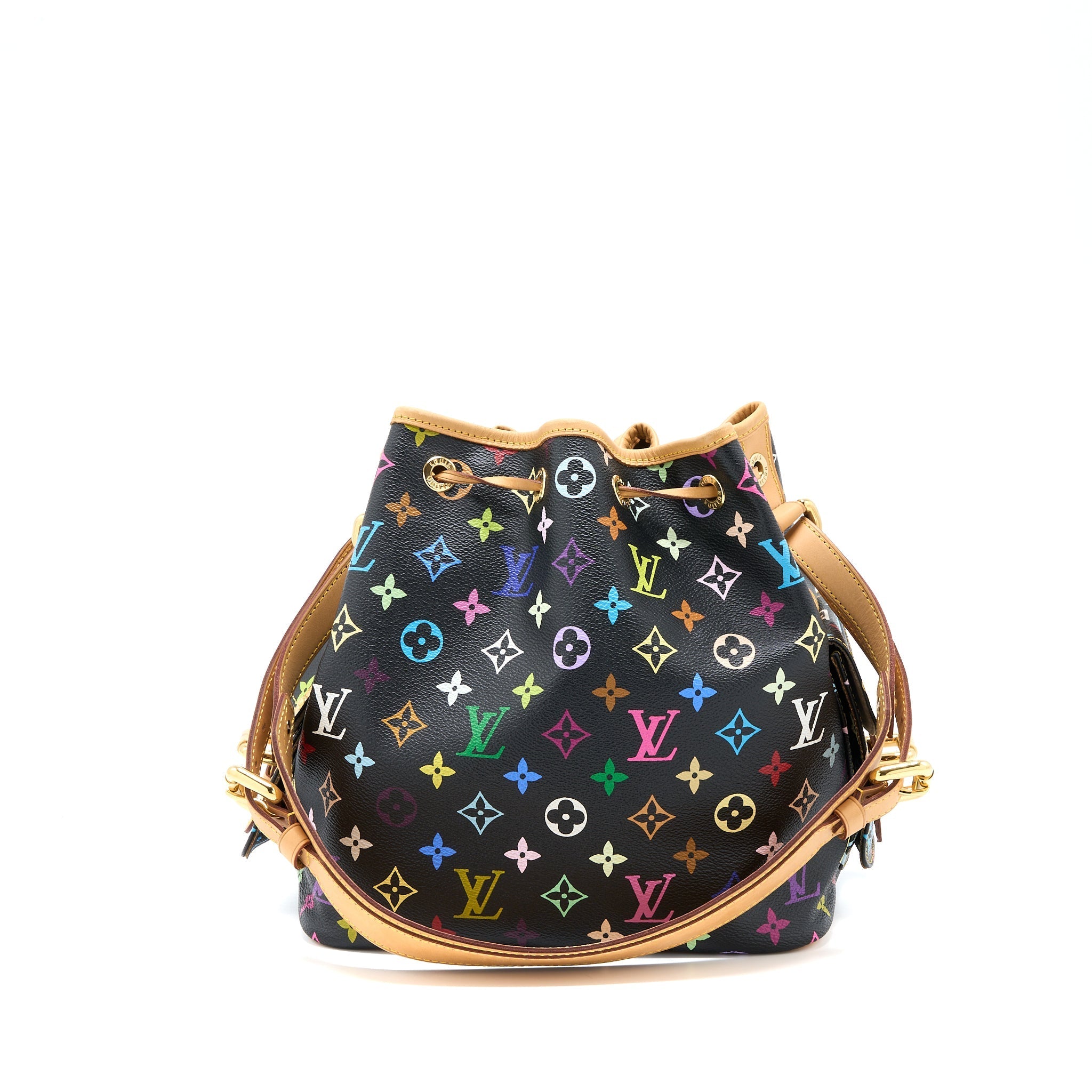 LOUIS VUITTON PETIT NOE BLACK MONOGRAM MULTICOLOUR GHW