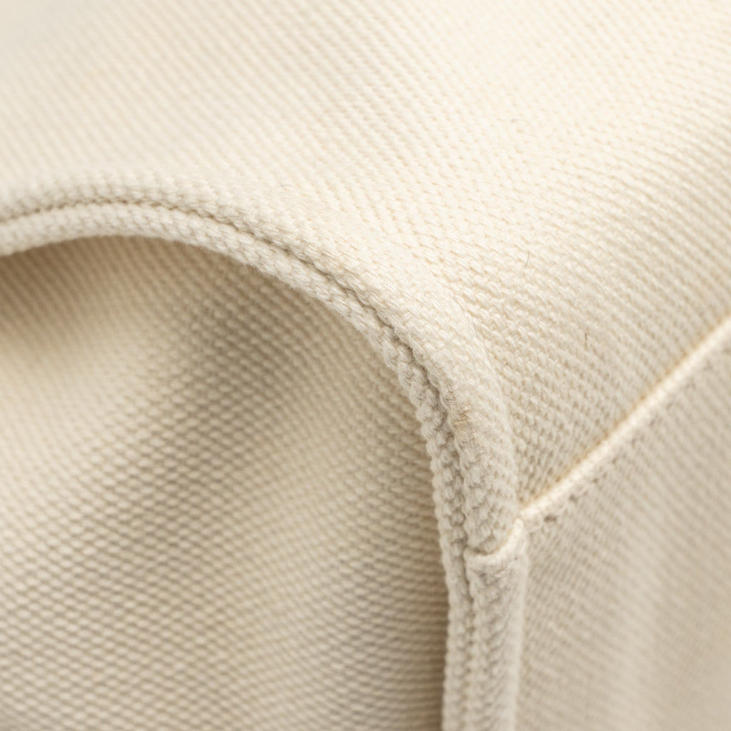 CHANEL DEAUVILLE TOTE BAG WITH PEARL LOGO FABRIC/LEATHER CREAMY WHITE/BEIGE LGHW