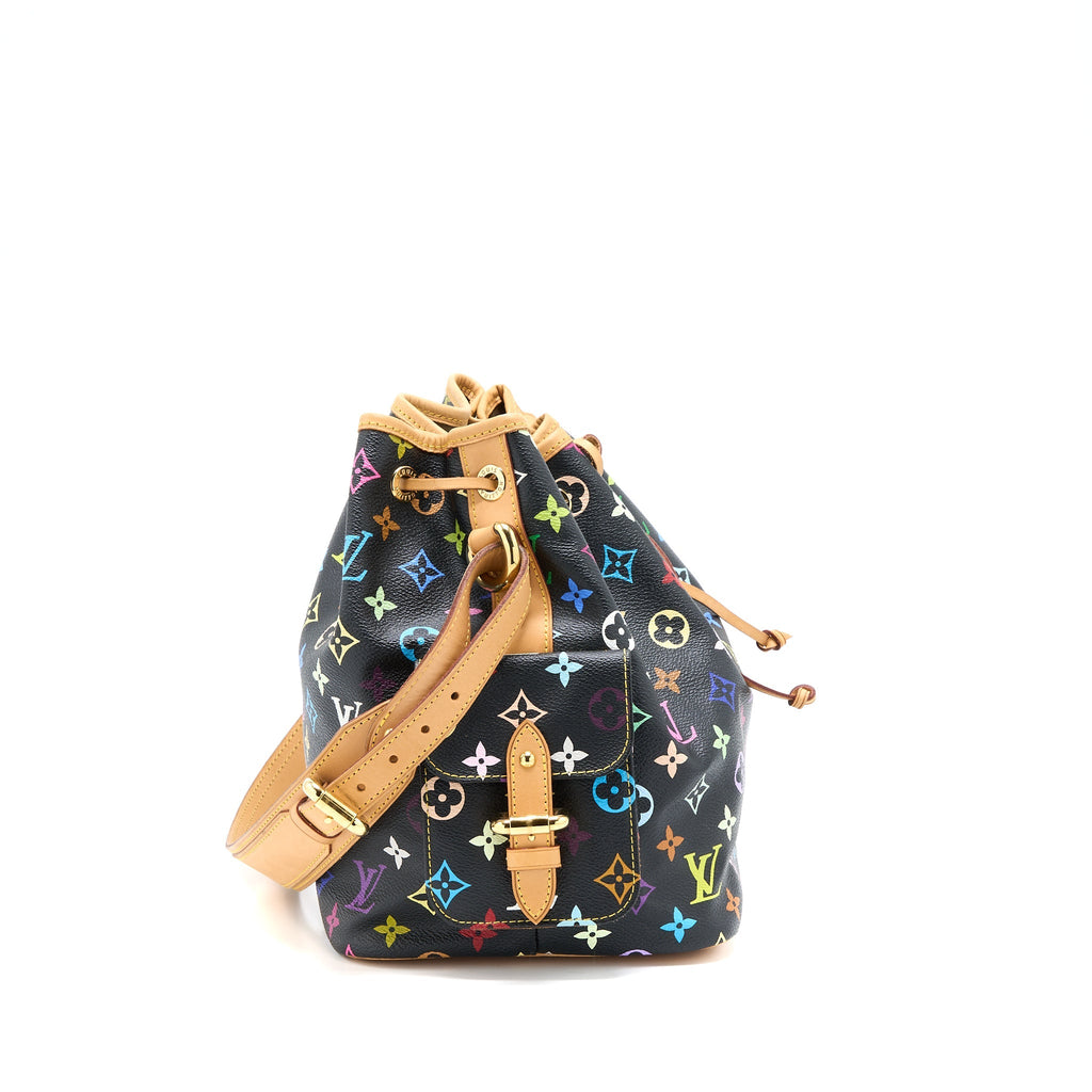 LOUIS VUITTON PETIT NOE BLACK MONOGRAM MULTICOLOUR GHW