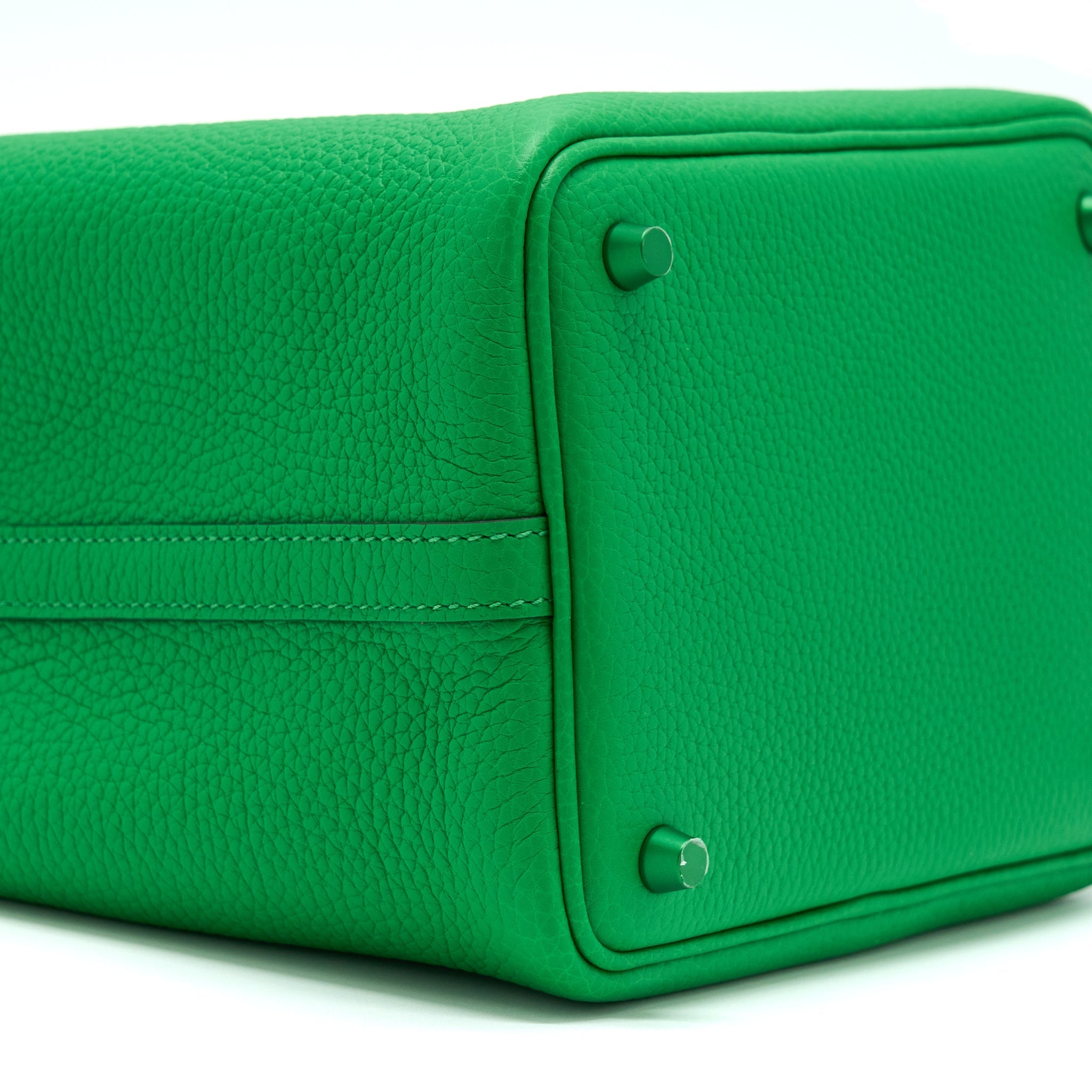 HERMES PICOTIN 18 LOCK BAG CLEMENCE 1K BAMBOU WITH GREEN HARDWARE