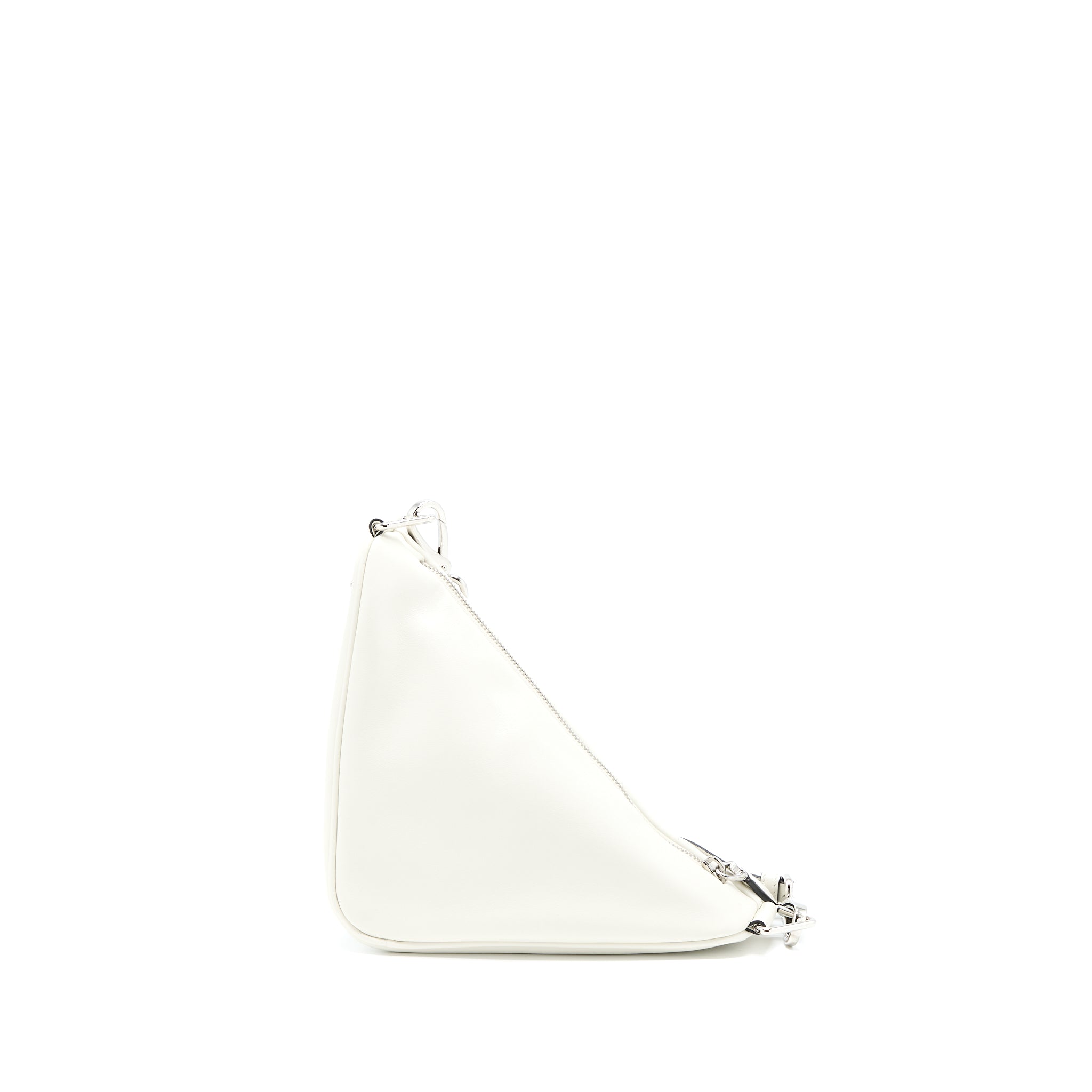 PRADA TRIANGLE LEATHER SHOULDER BAG WHITE SHW