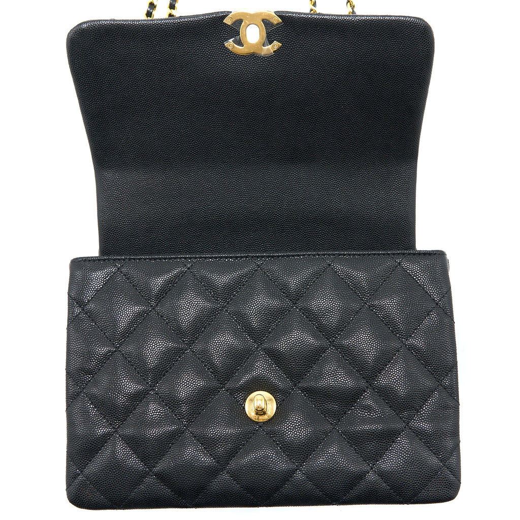 CHANEL 22K COCO FIRST CAVIAR BLACK GHW (MICROCHIP)