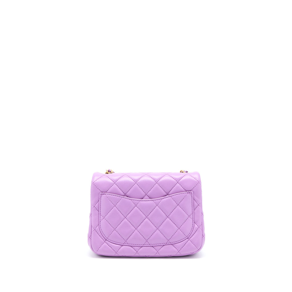 CHANEL 22S PEARL CRUSH MINI SQUARE LAMBSKIN PURPLE GHW
