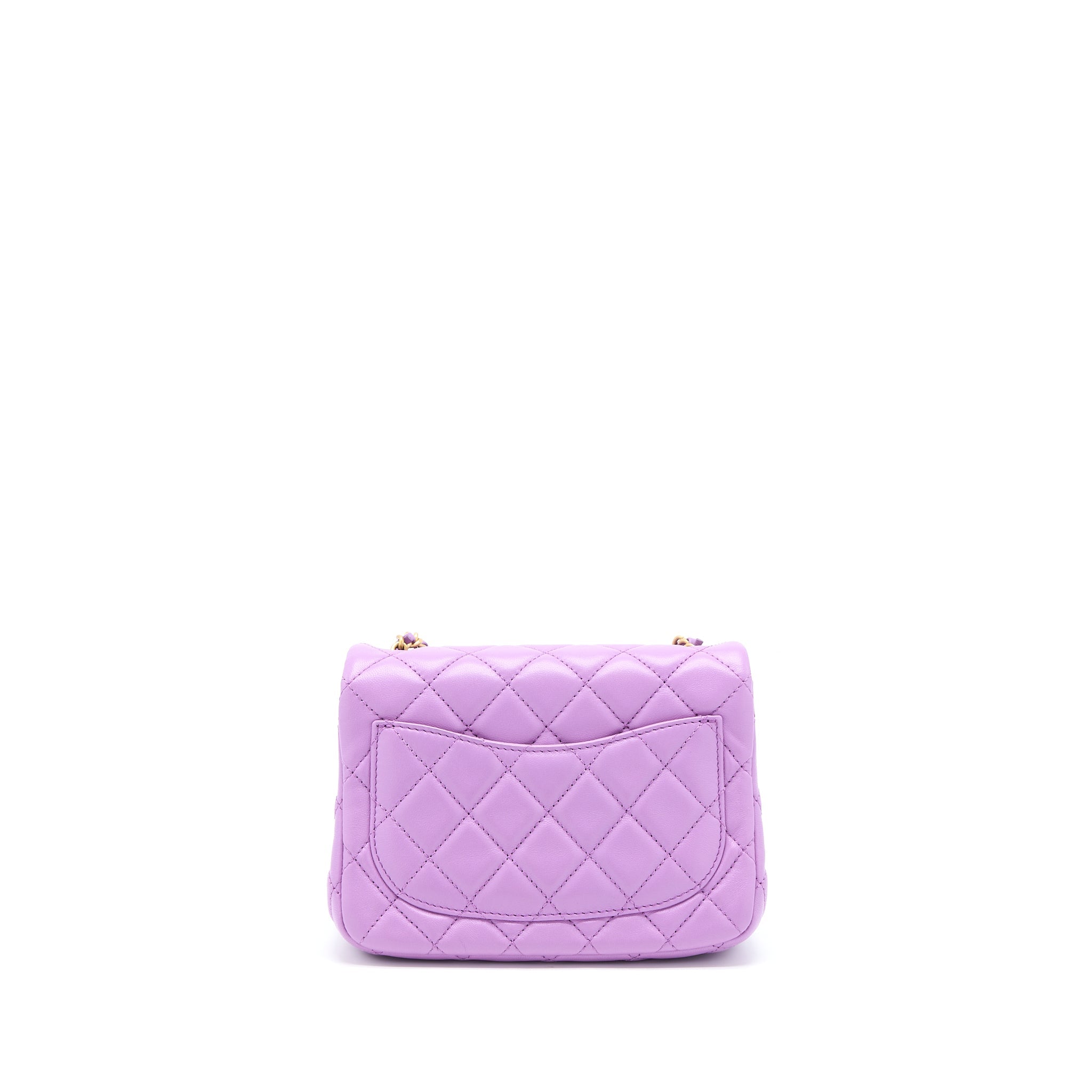 CHANEL 22S PEARL CRUSH MINI SQUARE LAMBSKIN PURPLE GHW