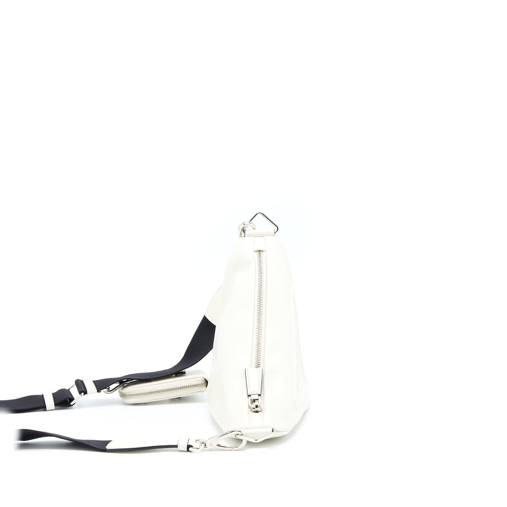 PRADA TRIANGLE LEATHER SHOULDER BAG WHITE SHW