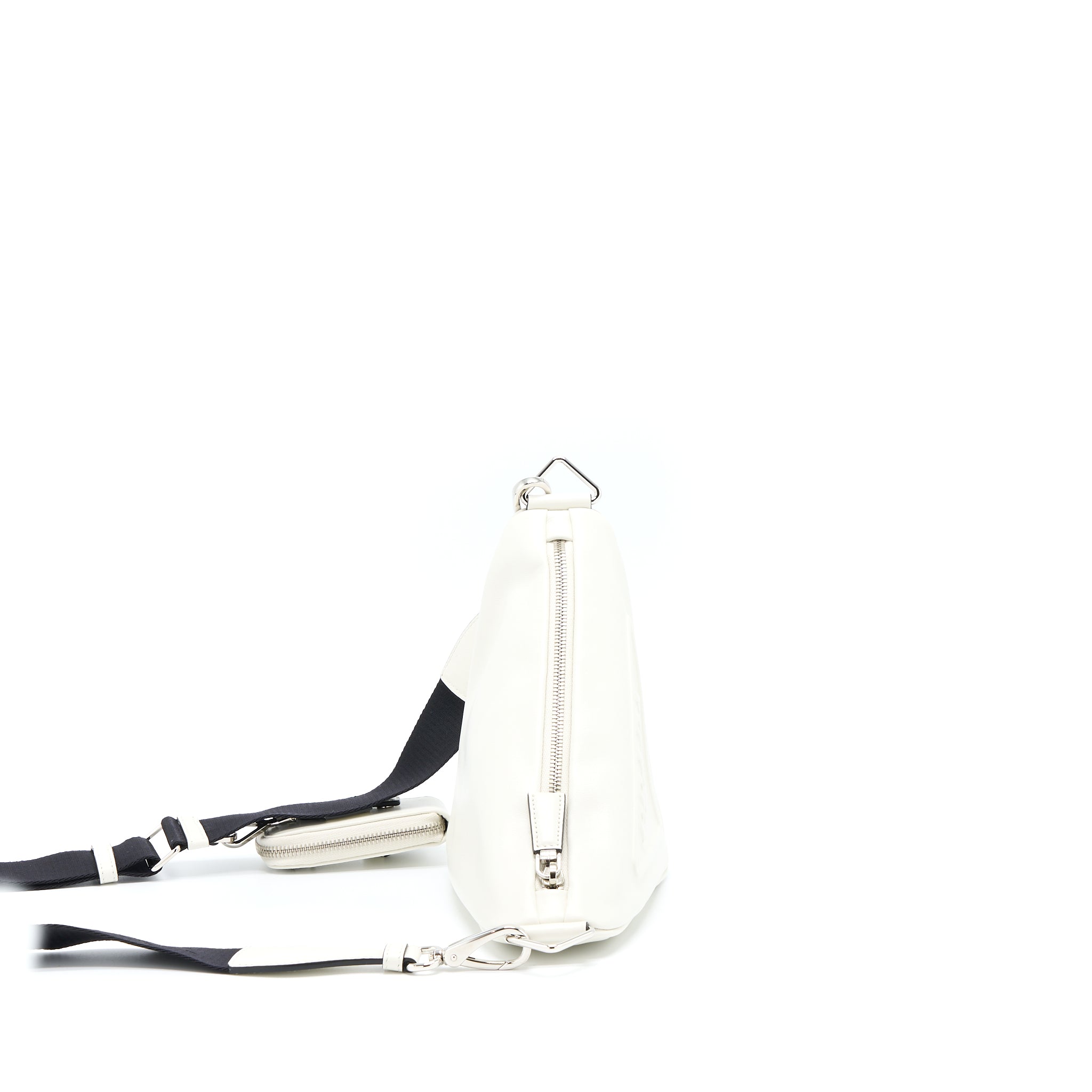 PRADA TRIANGLE LEATHER SHOULDER BAG WHITE SHW
