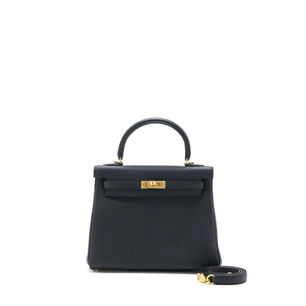 HERMES KELLY 25 TOGO BLACK GHW