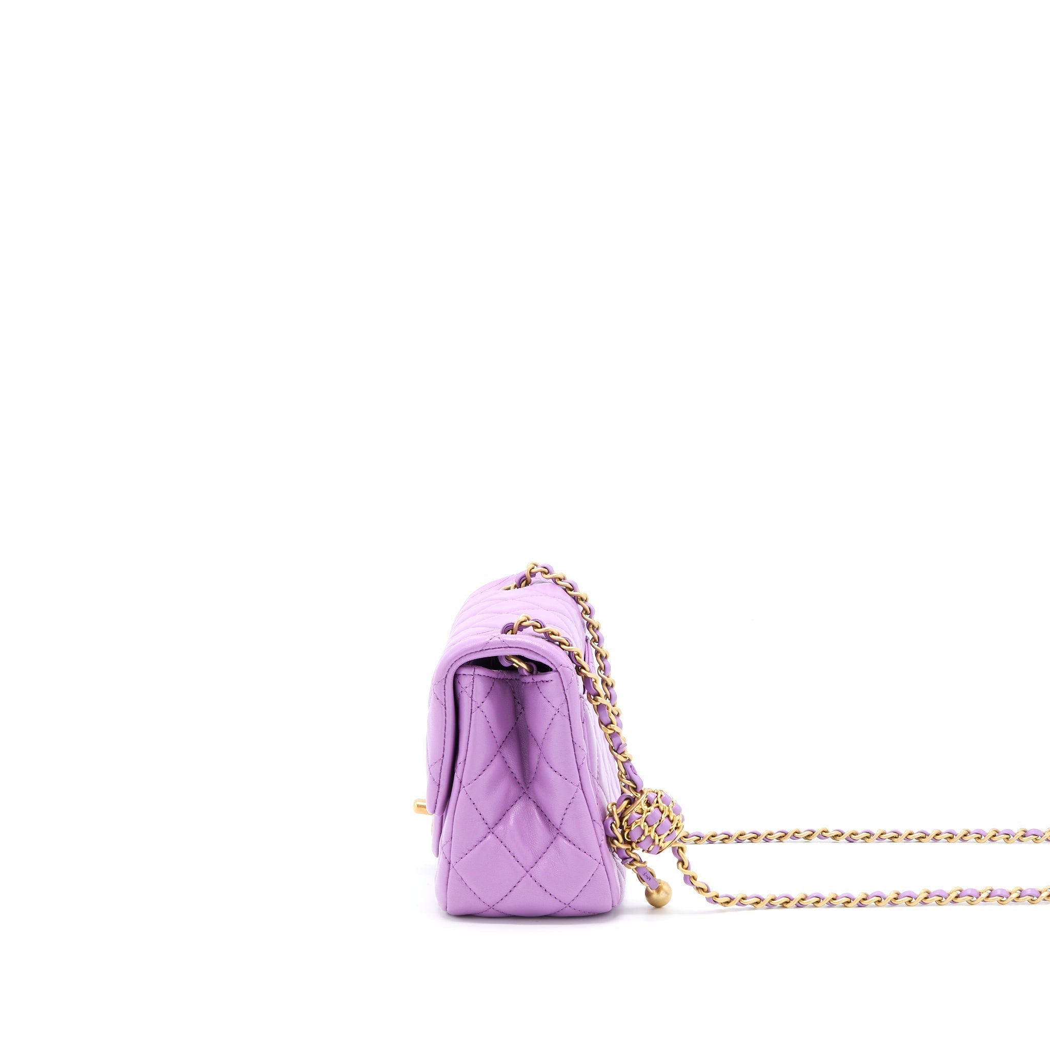 CHANEL 22S PEARL CRUSH MINI SQUARE LAMBSKIN PURPLE GHW