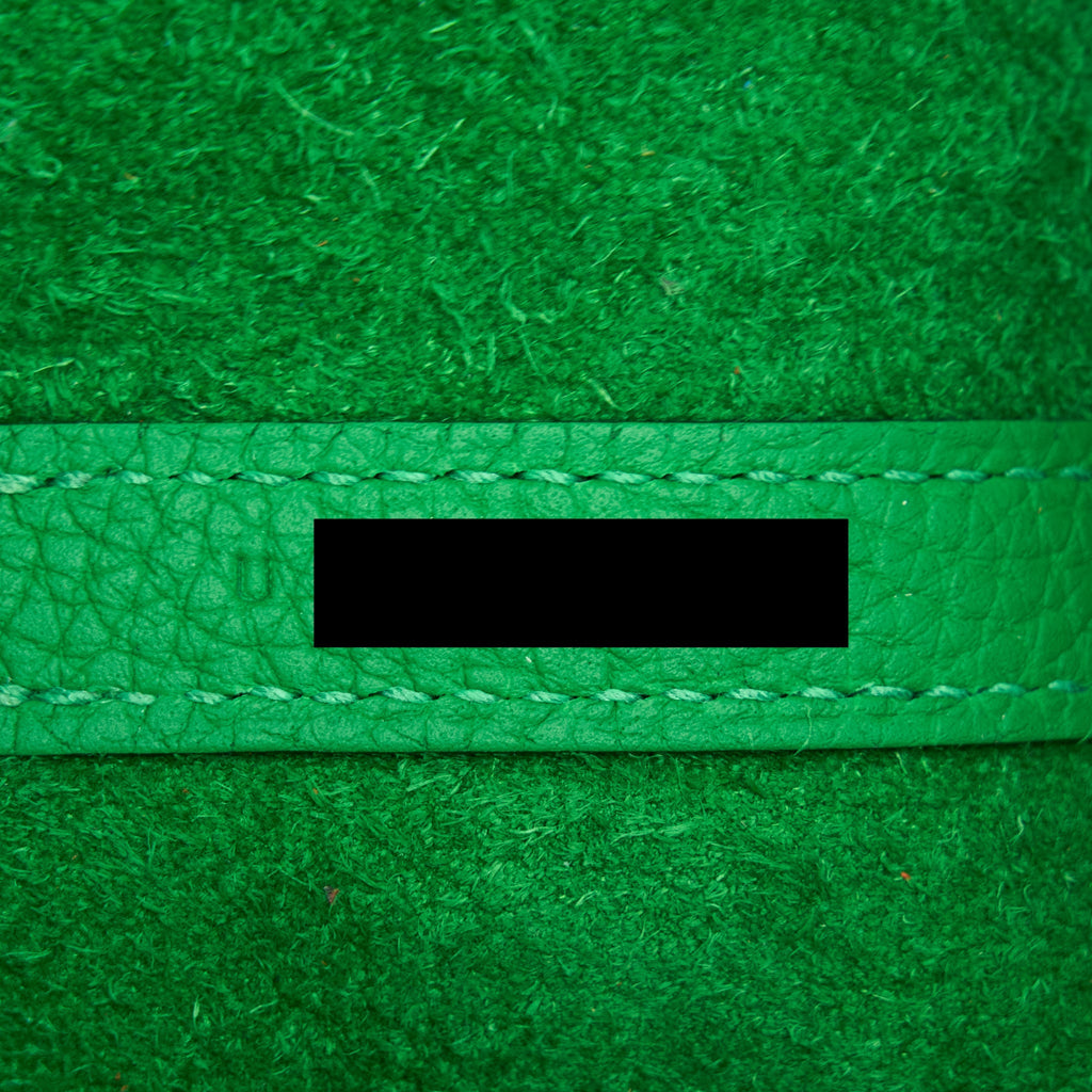 HERMES PICOTIN 18 LOCK BAG CLEMENCE 1K BAMBOU WITH GREEN HARDWARE