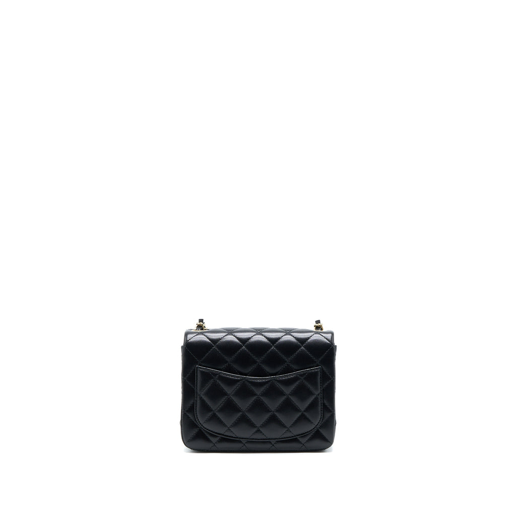CHANEL MINI SQUARE FLAP BAG LAMBSKIN BLACK LGHW (MICROCHIP)