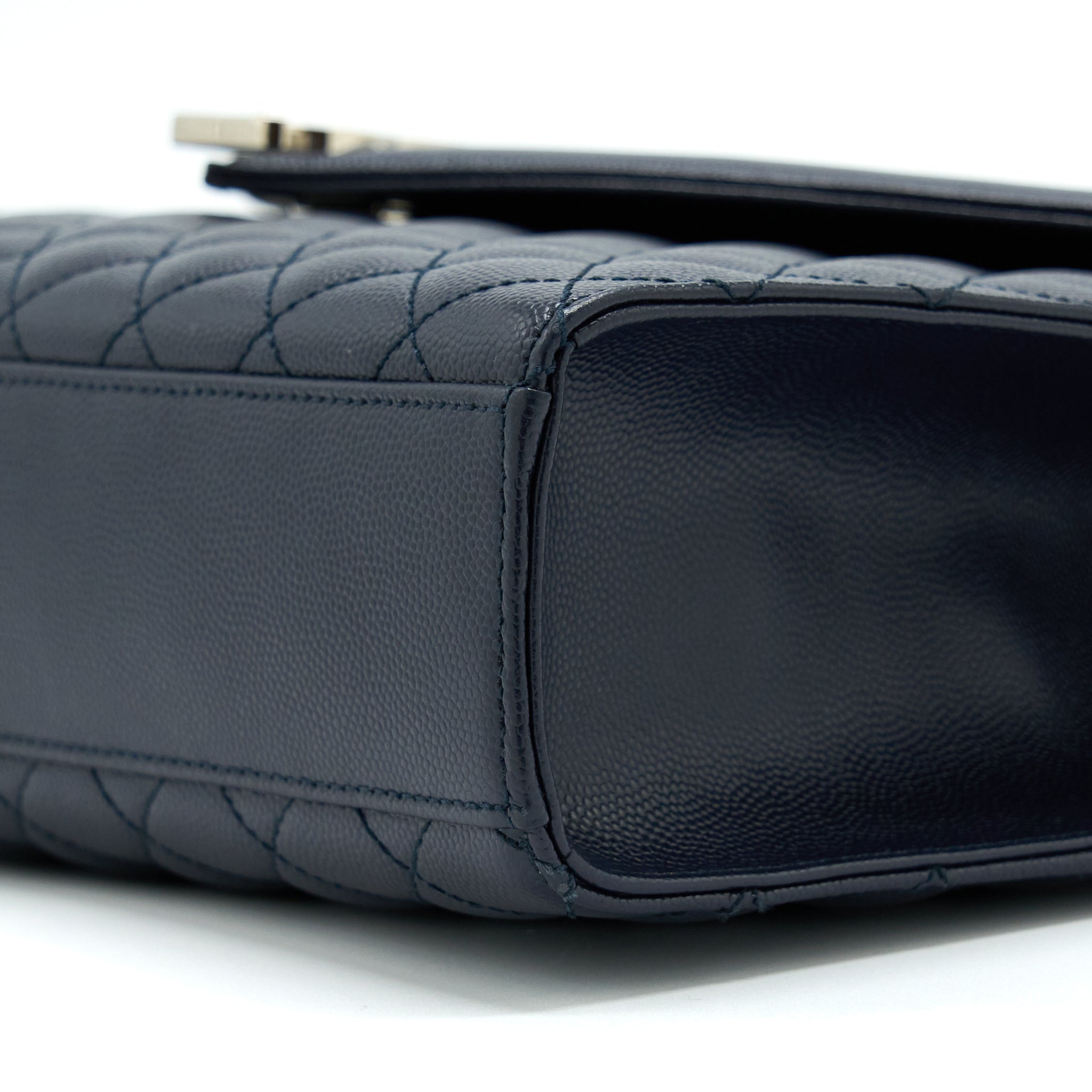 SAINT LAURENT ENVELOP SHOULDER BAG CALFSKIN NAVY SHW