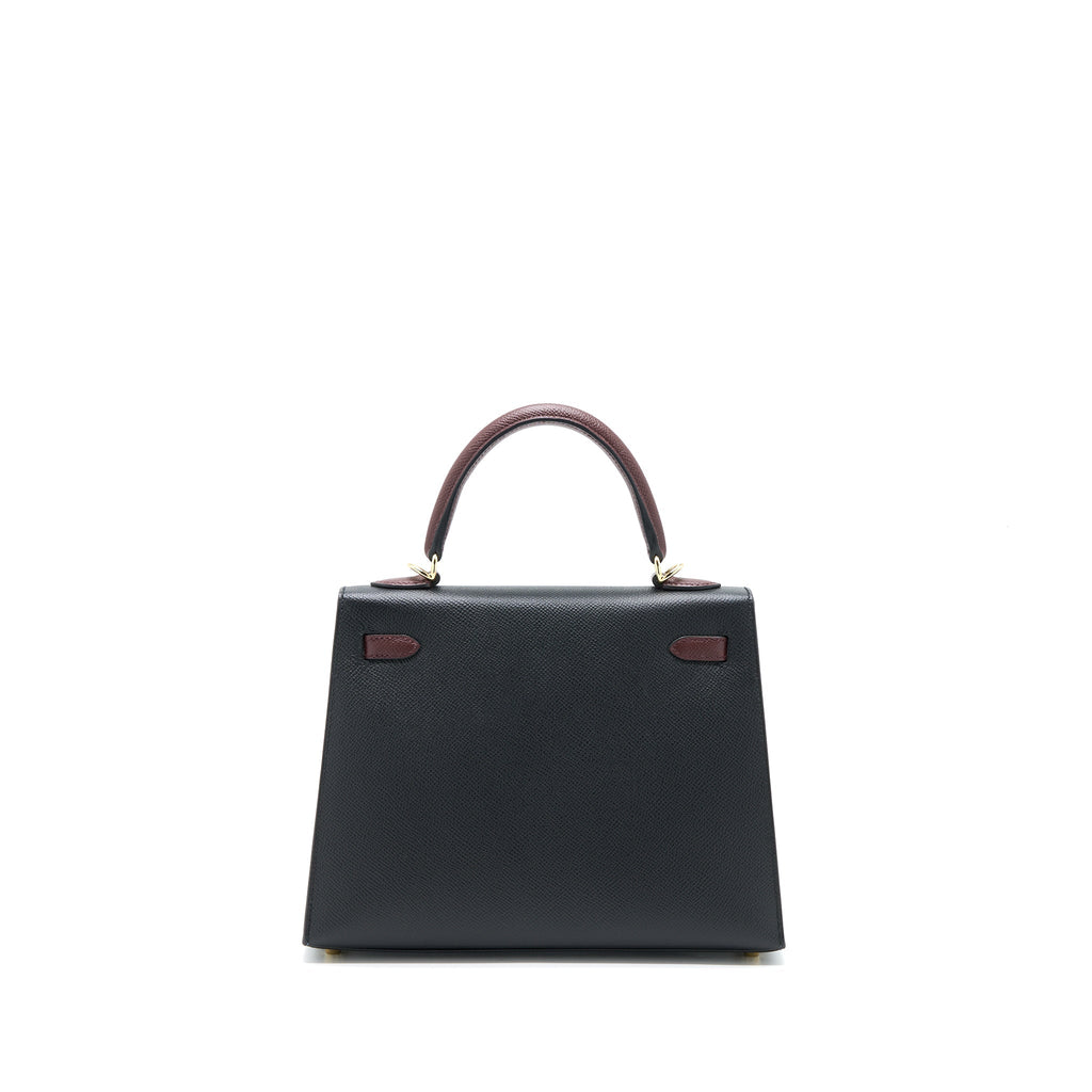 HERMES KELLY 25 SPECIAL ORDER EPSOM BLACK/ ROUGE H LGHW