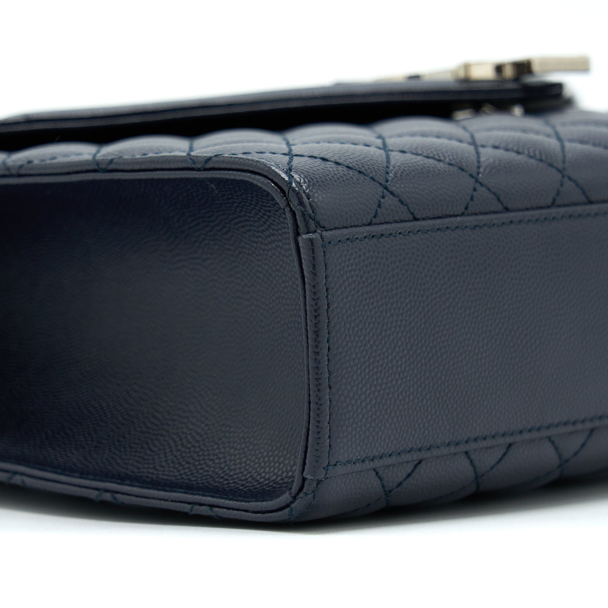 SAINT LAURENT ENVELOP SHOULDER BAG CALFSKIN NAVY SHW