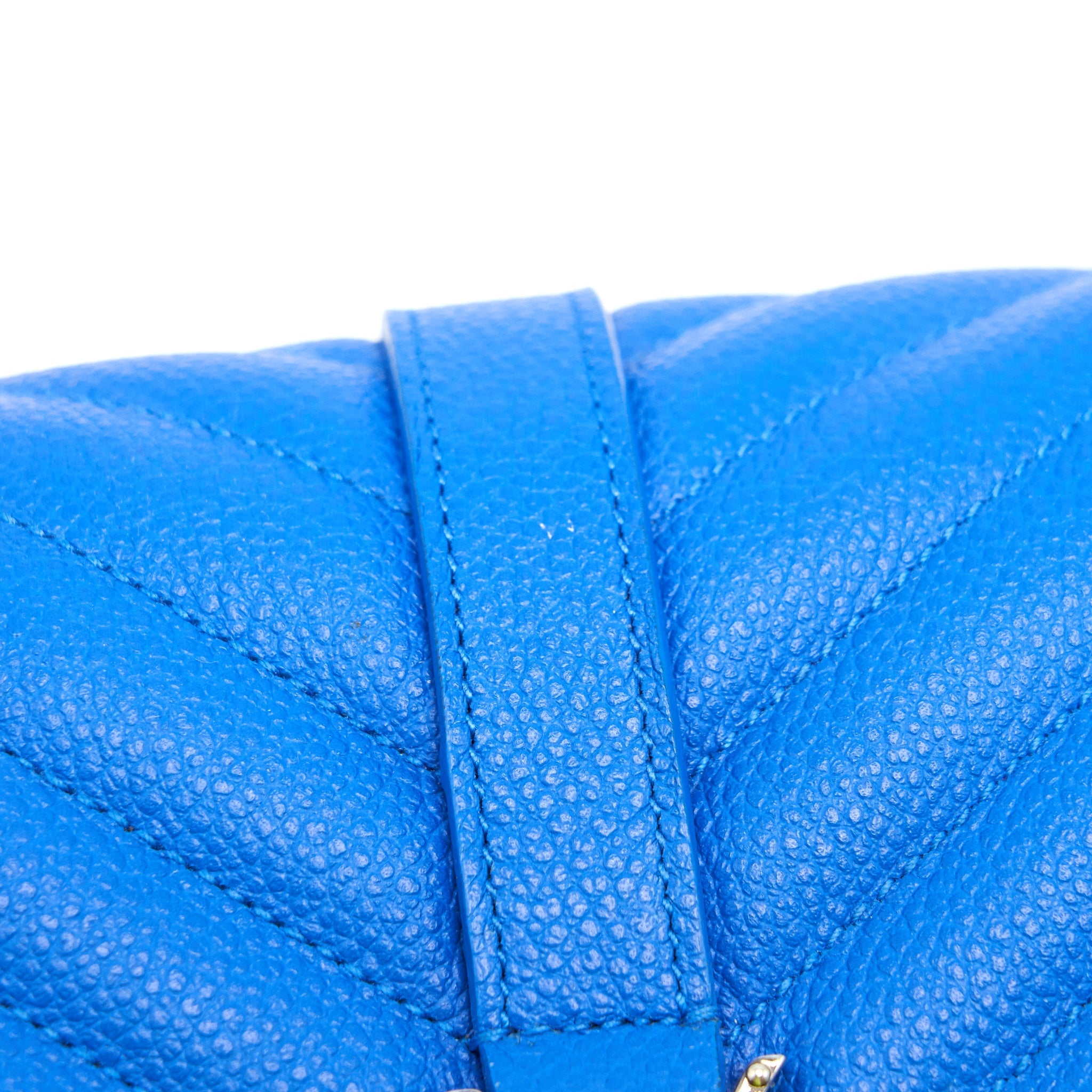 SAINT LAURENT MINI COLLEGE BAG GRAINED CALFSKIN BLUE RUTHENIUM HARDWARE