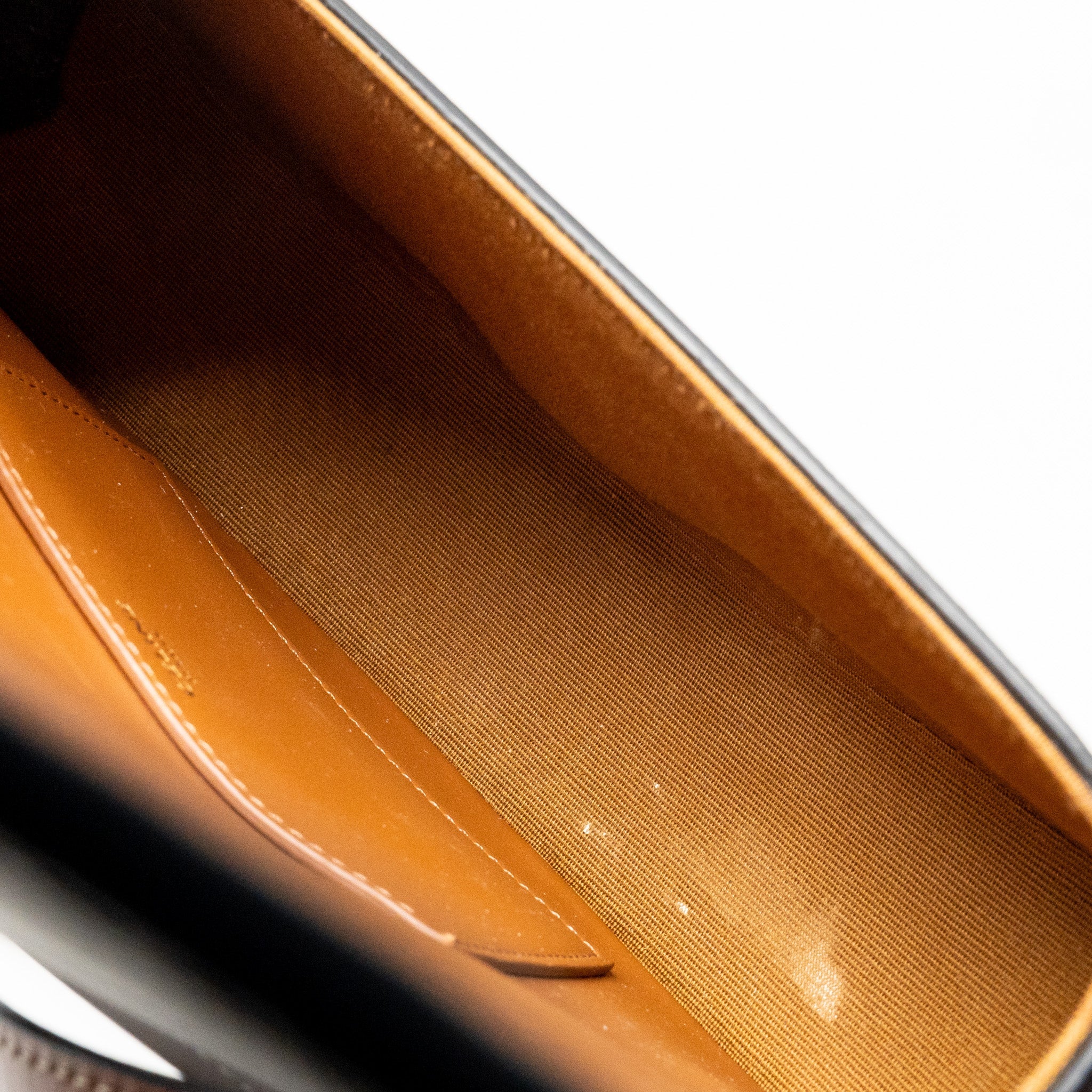 CELINE CLUTCH ON STRAP TABOU TRIOMPHE CANVAS/CALFSKIN TAN GHW