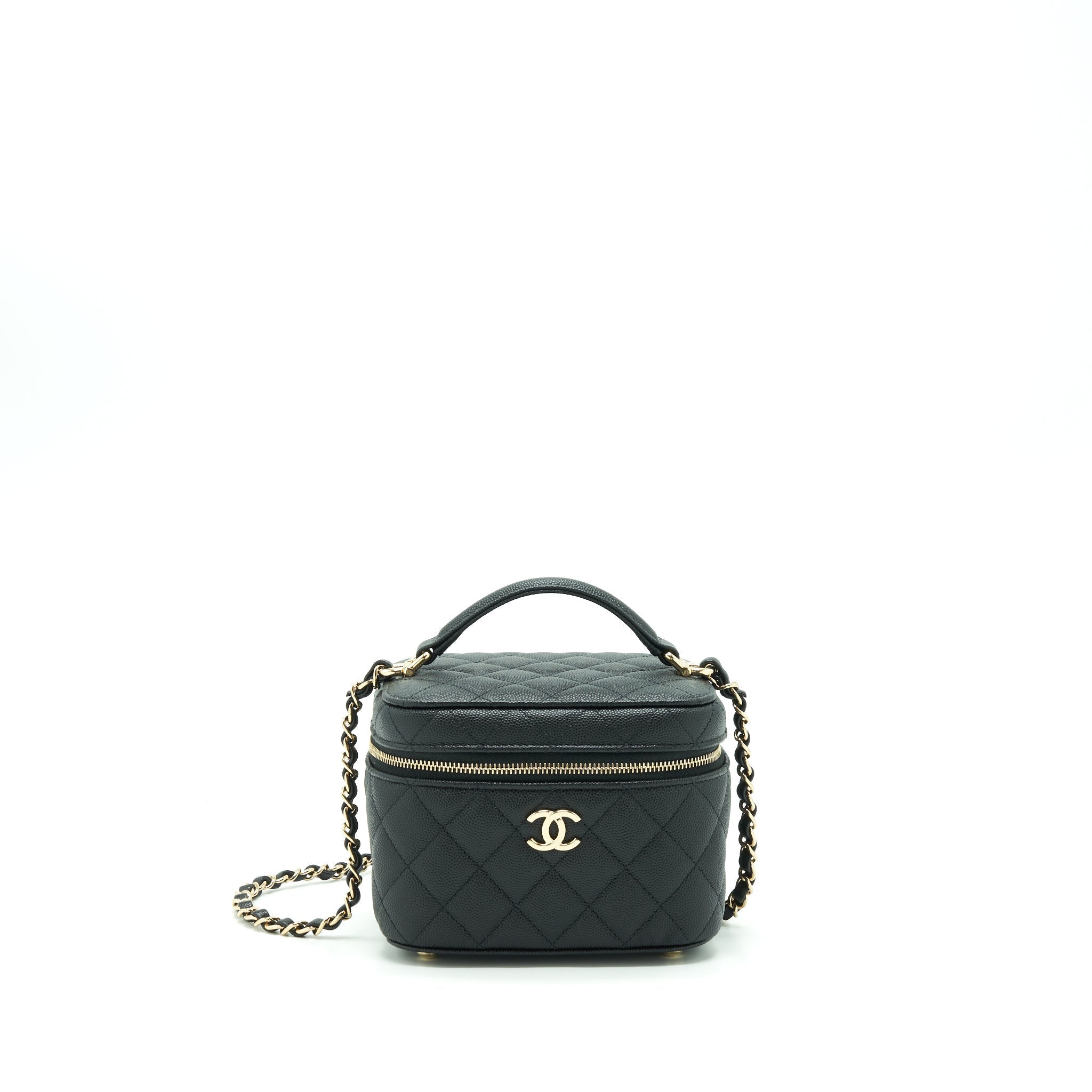 CHANEL 22S TOP HANDLE VANITY CAVIAR BLACK LGHW (MICROCHIP)