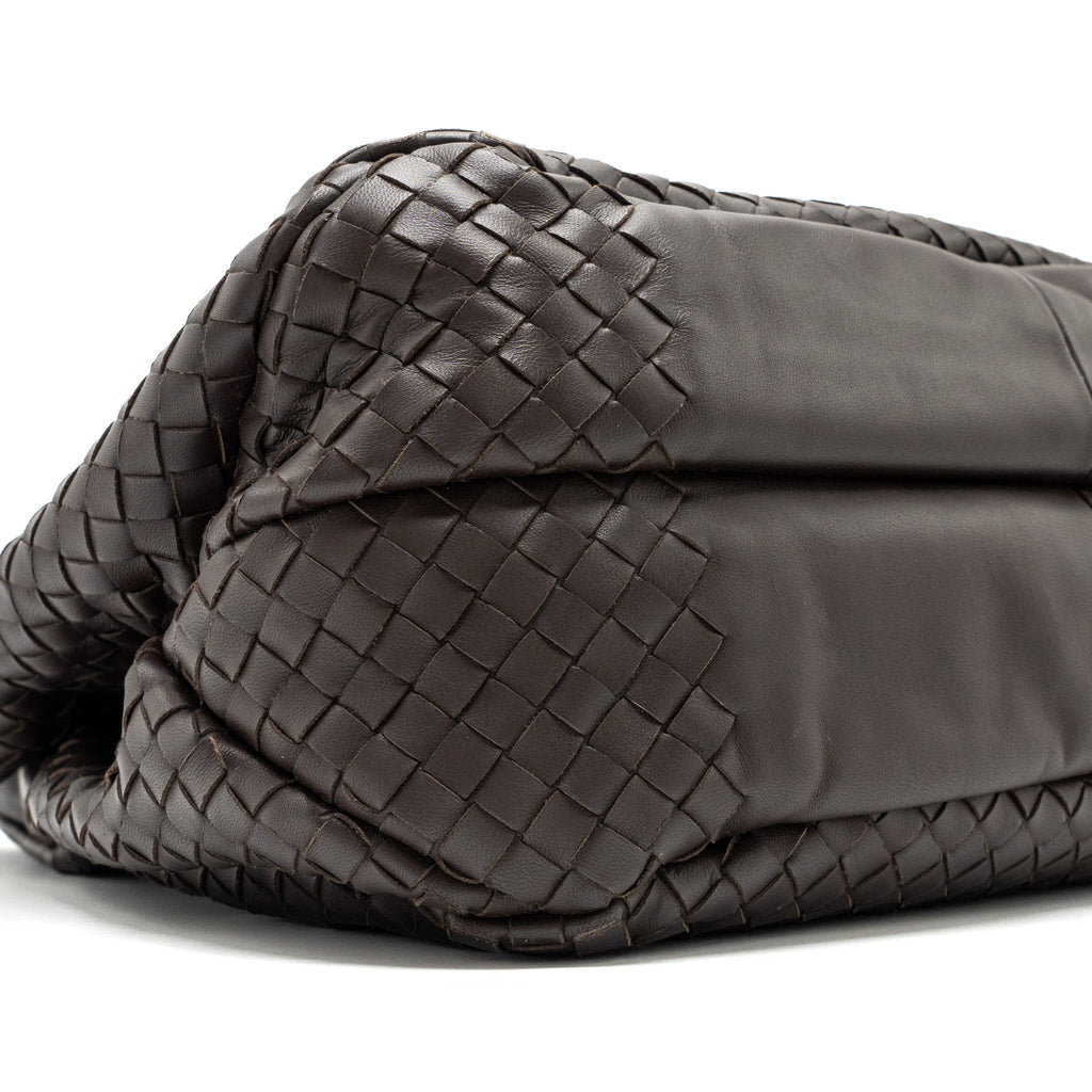BOTTEGE VENETA HOBO BAG NAPPA BROWN BLACK HARDWARE