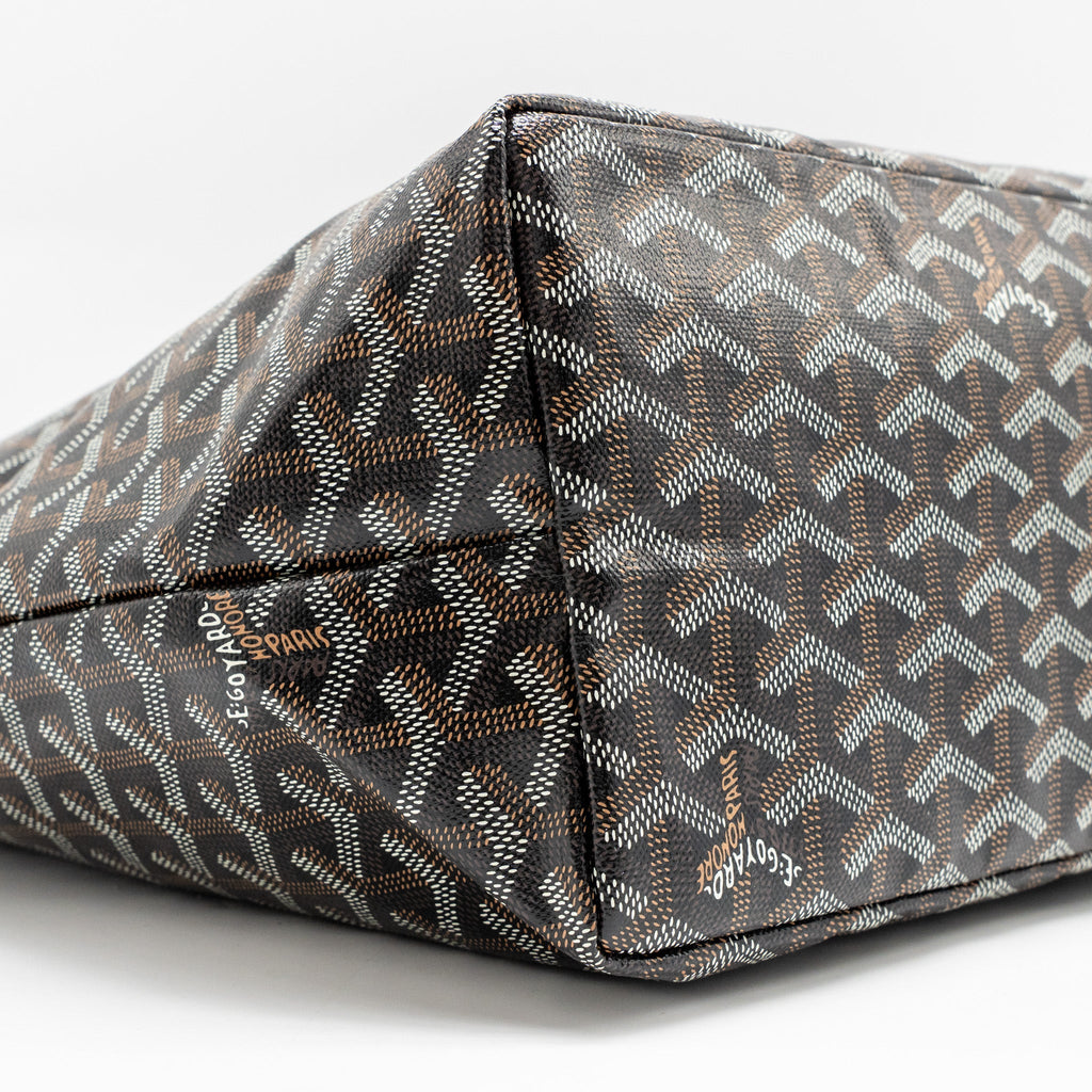 GOYARD SAINT LOUIS PM TOTE BAG GOYARDINE CANVAS/CALFSKIN BLACK