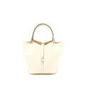 HERMES PICOTIN 22 LOCK TOUCH BAG CLEMENCE WITH OSTRICH HANDLE NATA/TRENCH SHW