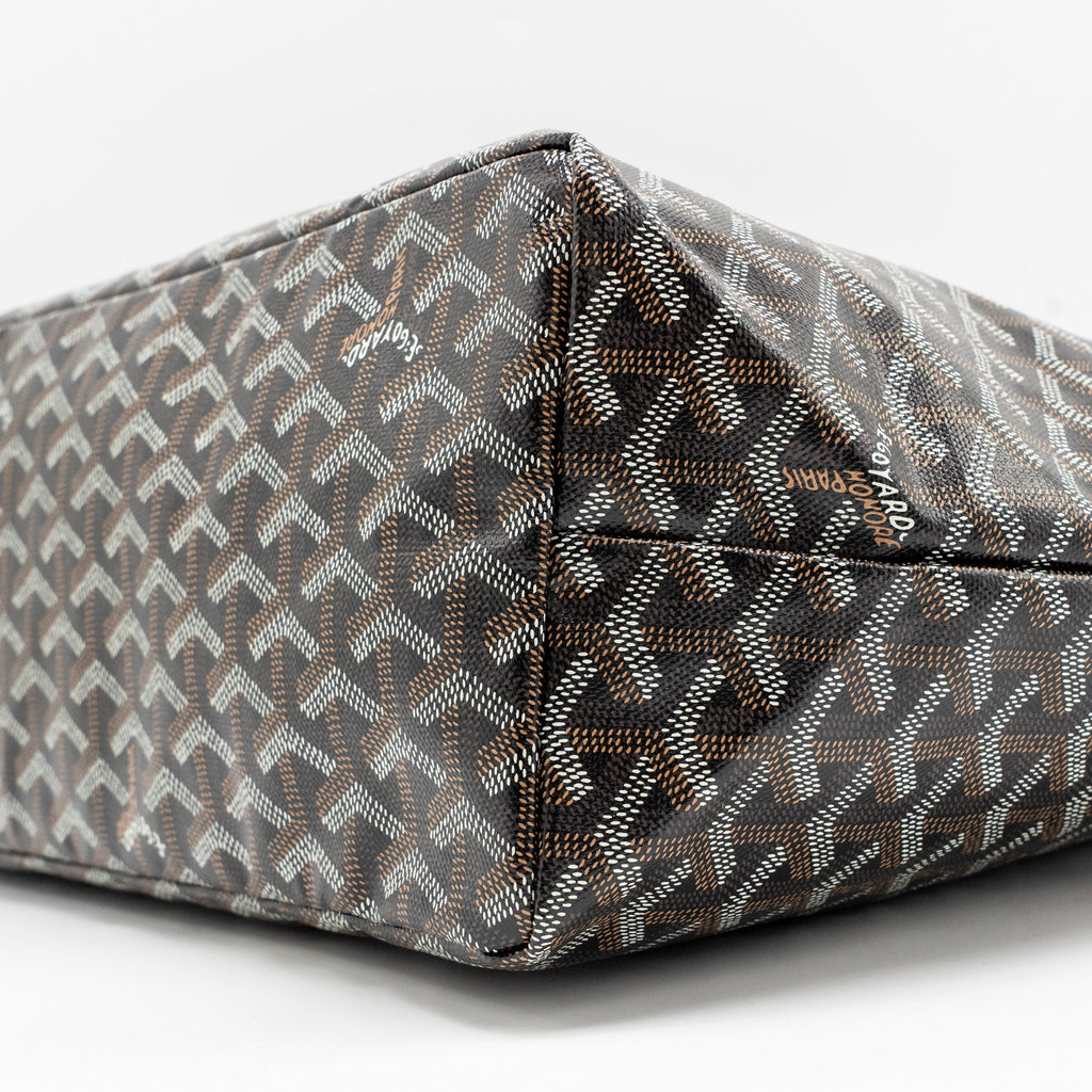 GOYARD SAINT LOUIS PM TOTE BAG GOYARDINE CANVAS/CALFSKIN BLACK