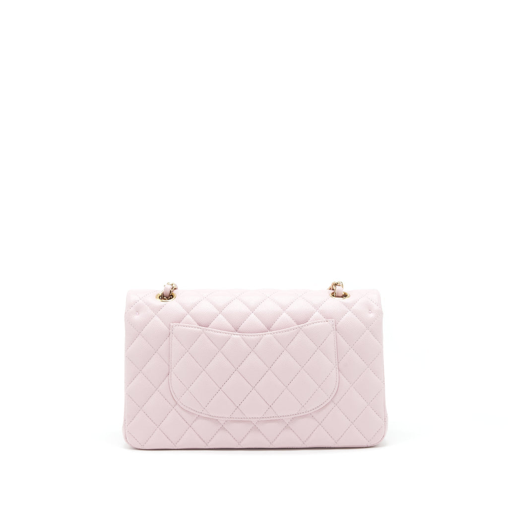 CHANEL MEDIUM CLASSIC DOUBLE FLAP BAG 21S CAVIAR LIGHT PINK LGHW