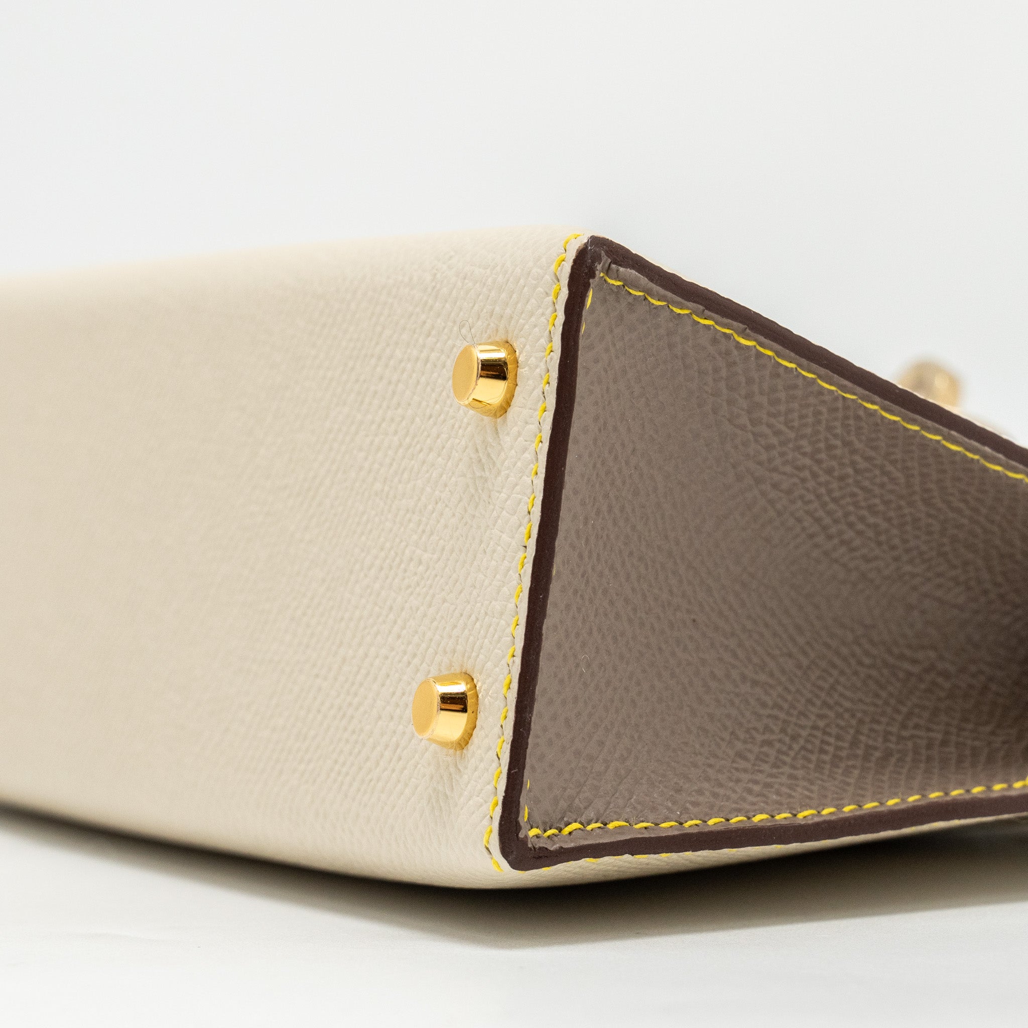 HERMES MINI KELLY SPECIAL ORDER EPSOM CRAIE / ETOUPE / LIME LGHW