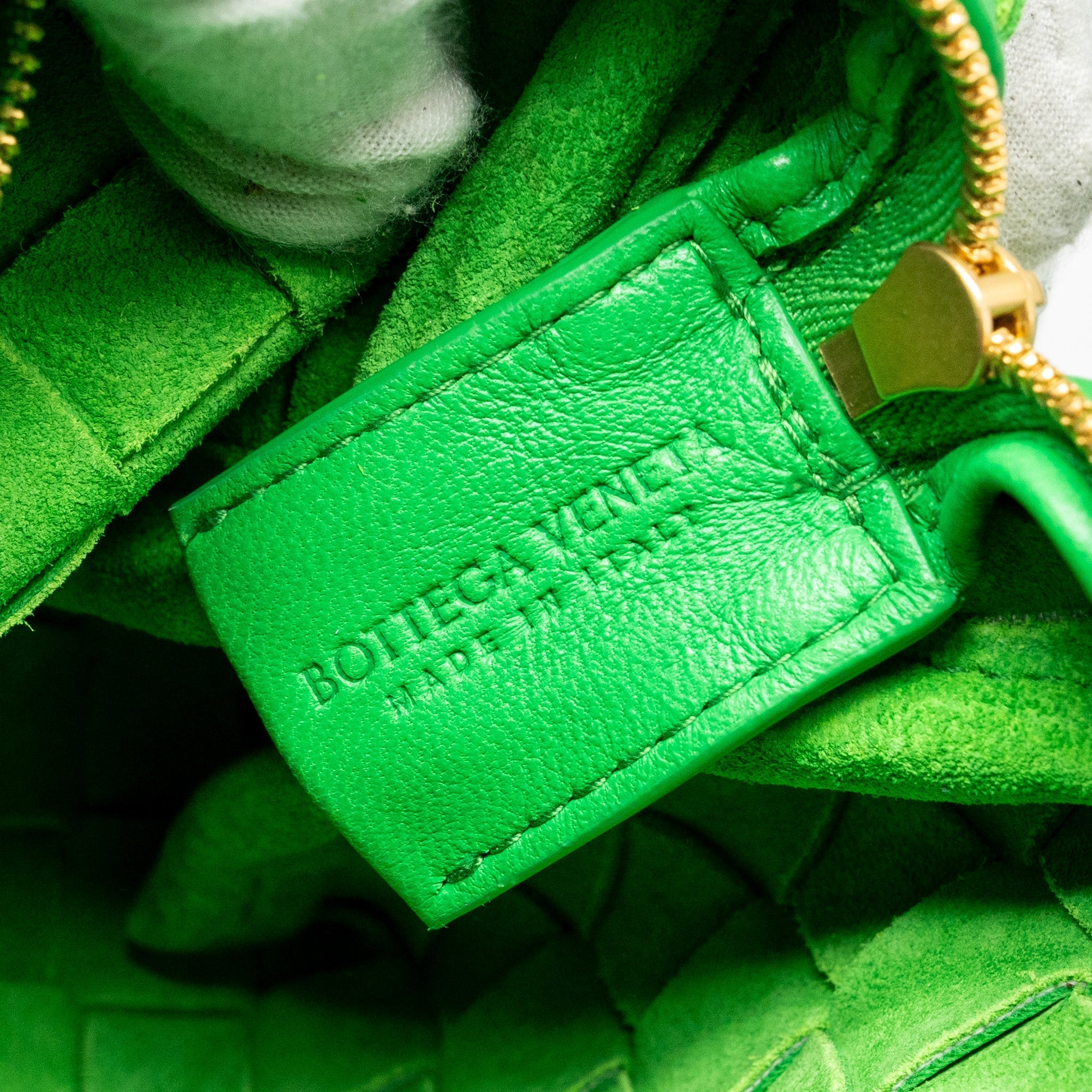 BOTTEGA VENETA MINI LOOP CAMERA BAG LAMBSKIN GREEN GHW