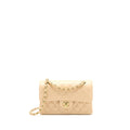 CHANEL SMALL CLASSIC DOUBLE FLAP BAG CAVIAR BEIGE GHW (MICROCHIP)
