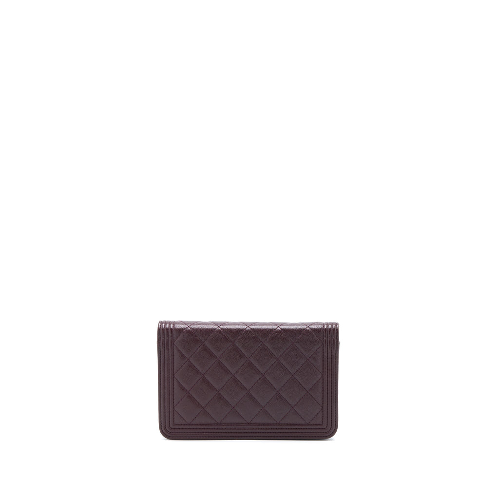 CHANEL BOY WALLET ON CHAIN CAVIAR BURGUNDY GHW