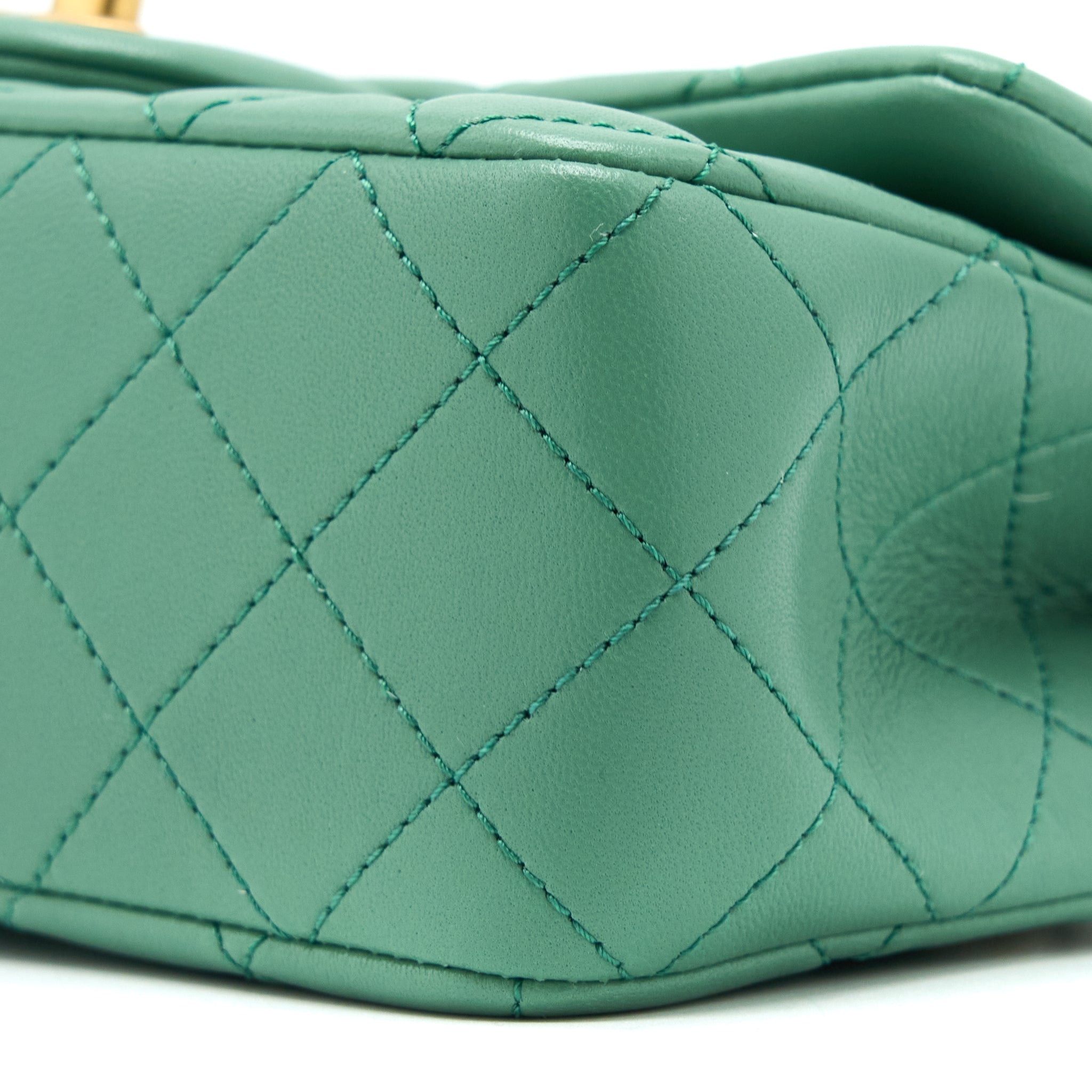 CHANEL PEARL CRUSH MINI RECTANGULAR FLAP BAG LAMBSKIN GREEN GHW (MICROCHIP)