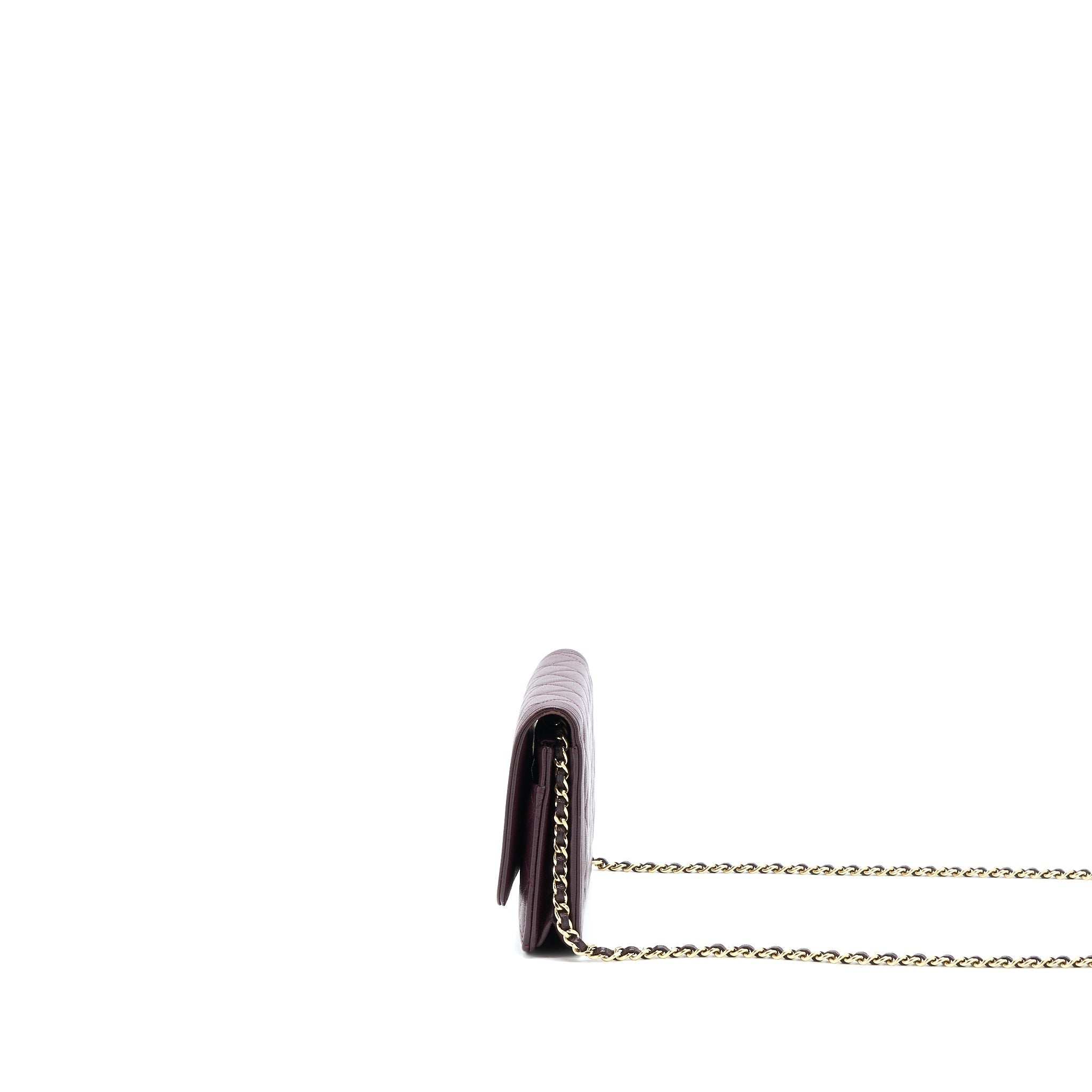 CHANEL BOY WALLET ON CHAIN CAVIAR BURGUNDY GHW