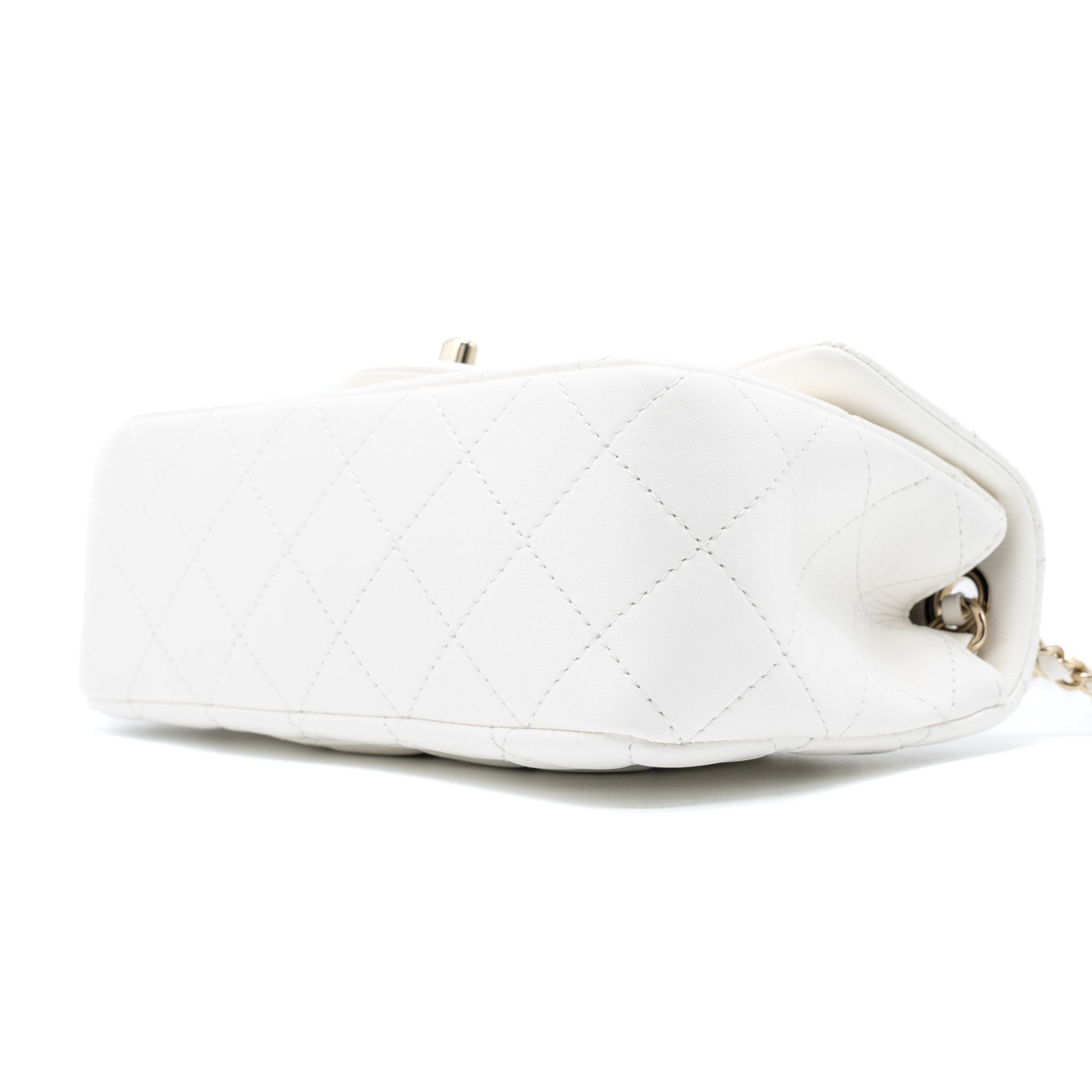 CHANEL 23C PEARL CRUSH MINI RECTANGULAR FLAP BAG LAMBSKIN WHITE LGHW (MICROCHIP)